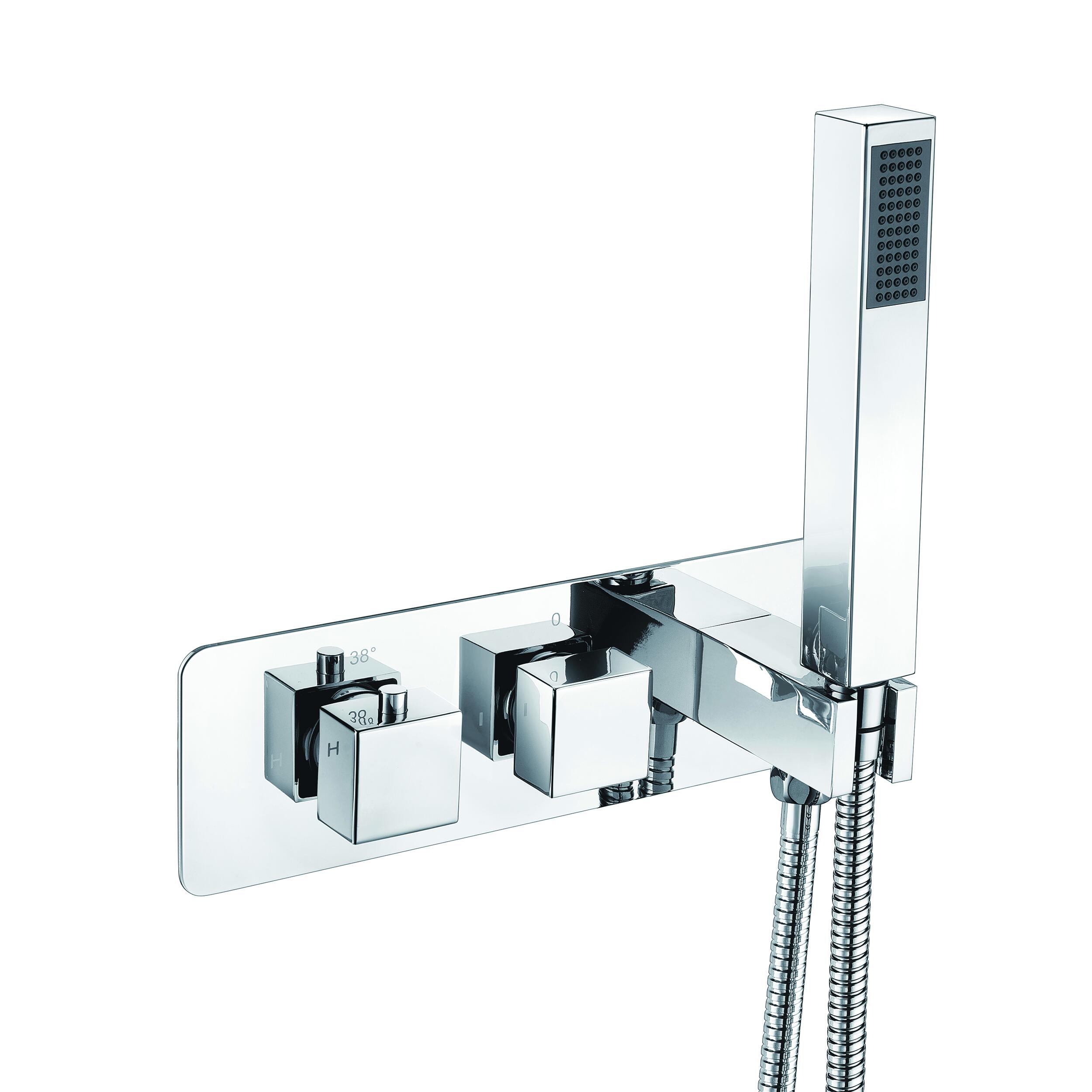 Scudo Square Concealed Shower Valve with Diverter, Brass and Chrome finish