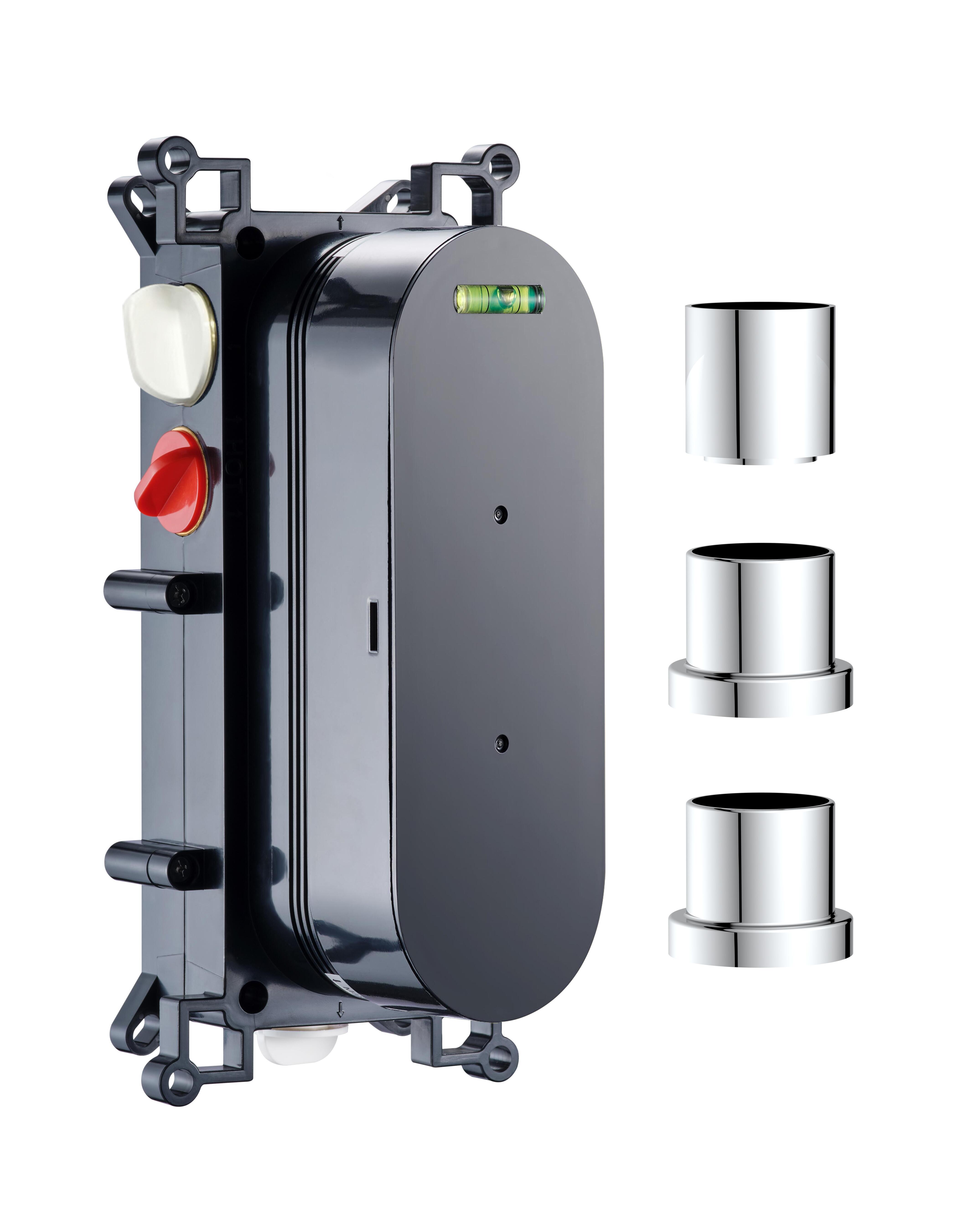 Scudo concealed shower valve body with 3 outlets, chrome finish, stainless steel