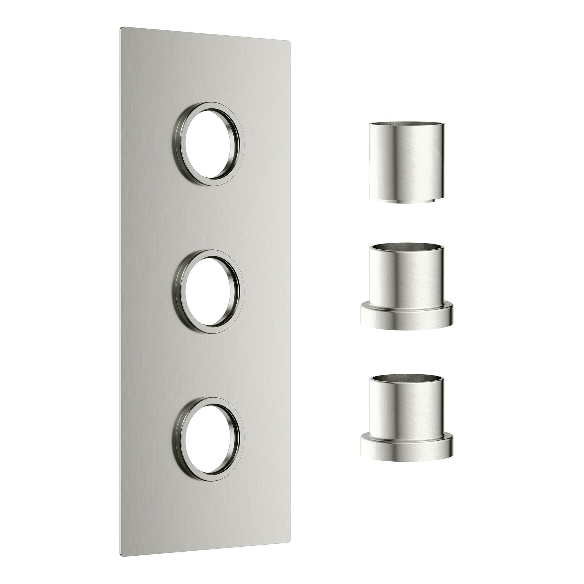 Scudo Core 3 outlet concealed shower valve, brushed nickel, stainless steel