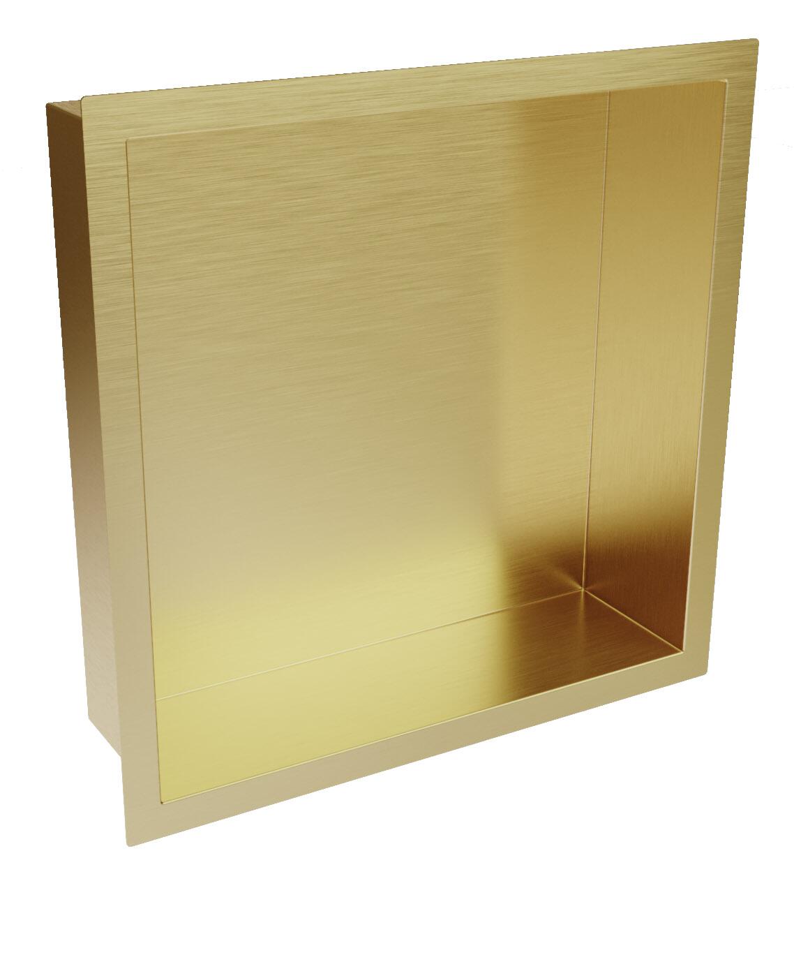 Scudo Inset Shower Niche, 300x300mm, Brushed Brass 304 Stainless Steel