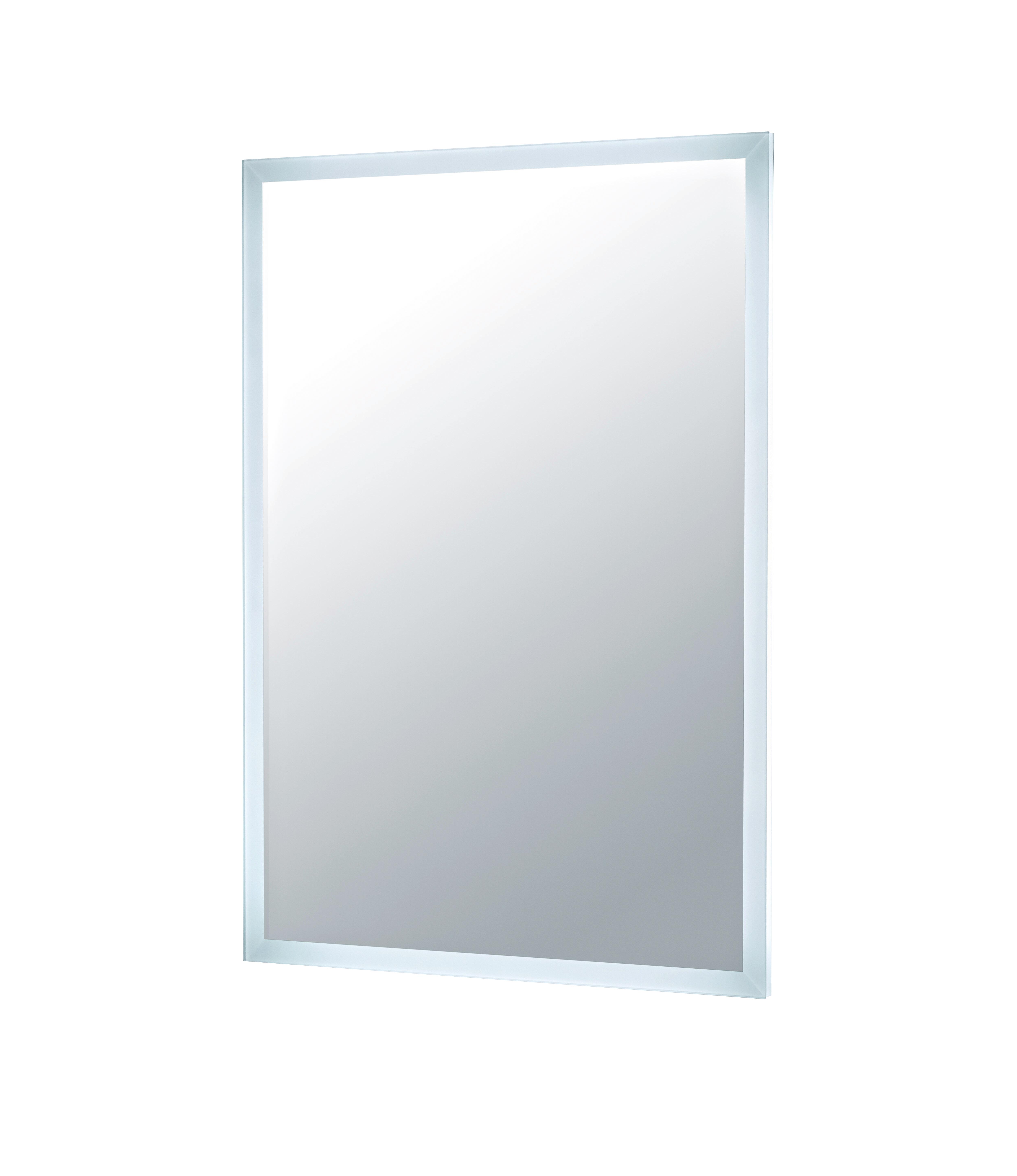 Scudo Mosca rectangular LED mirror, 500mm height x 700mm width, with demister pad and shaver socket