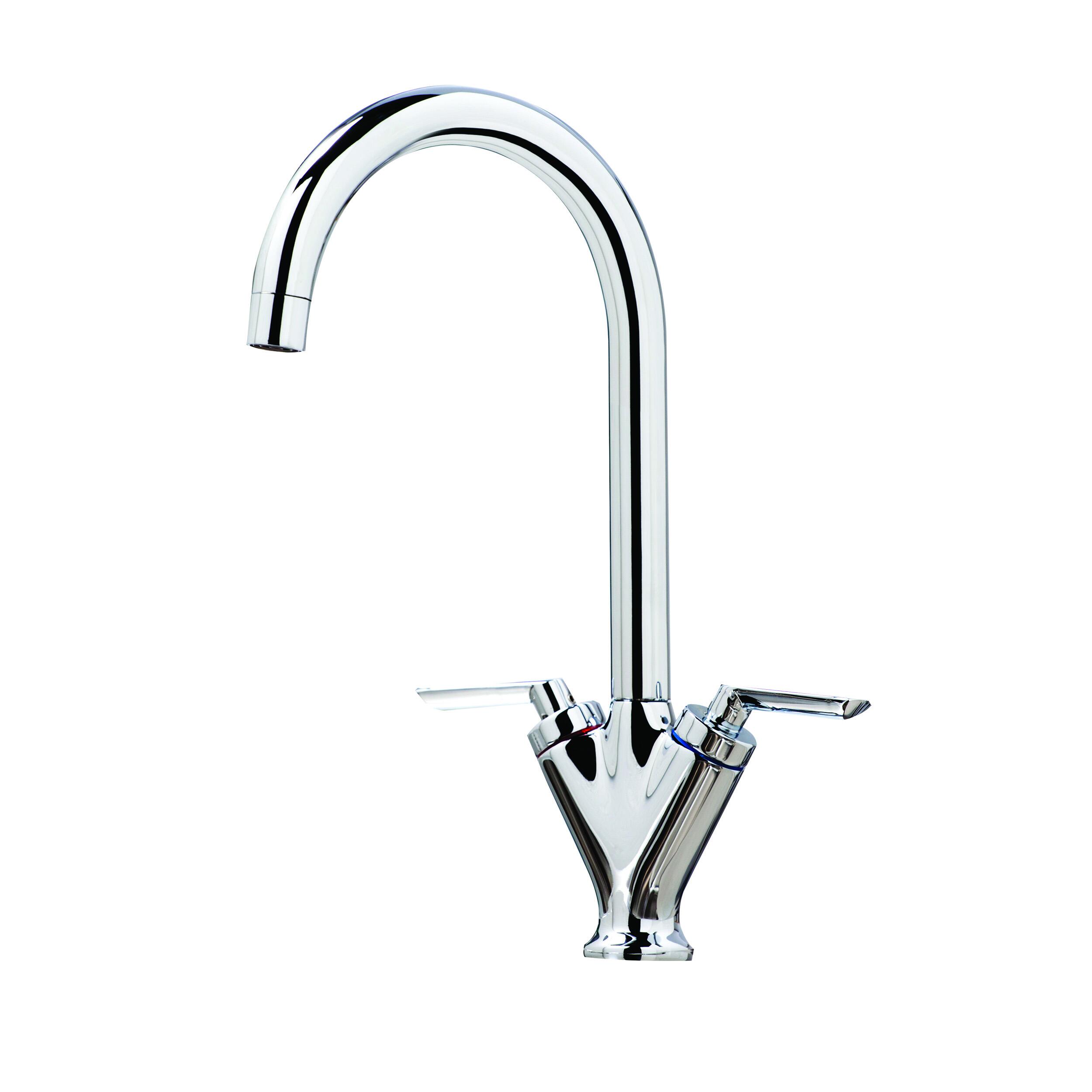 Scudo Olicana 1 Tap Hole Manual Mixer Kitchen Tap in Chrome Brass with swivel spout