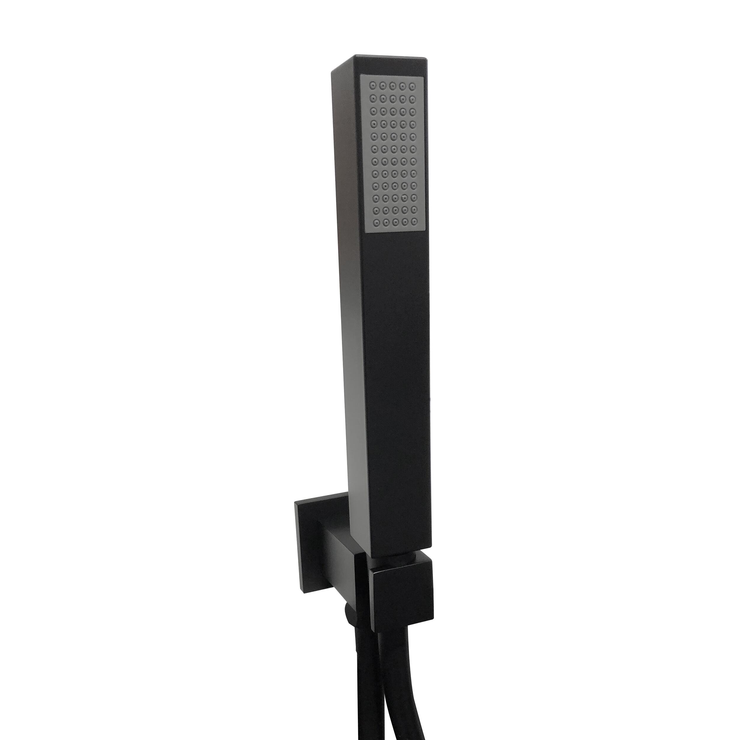 Scudo Mono square single function handset shower head, matt black brass