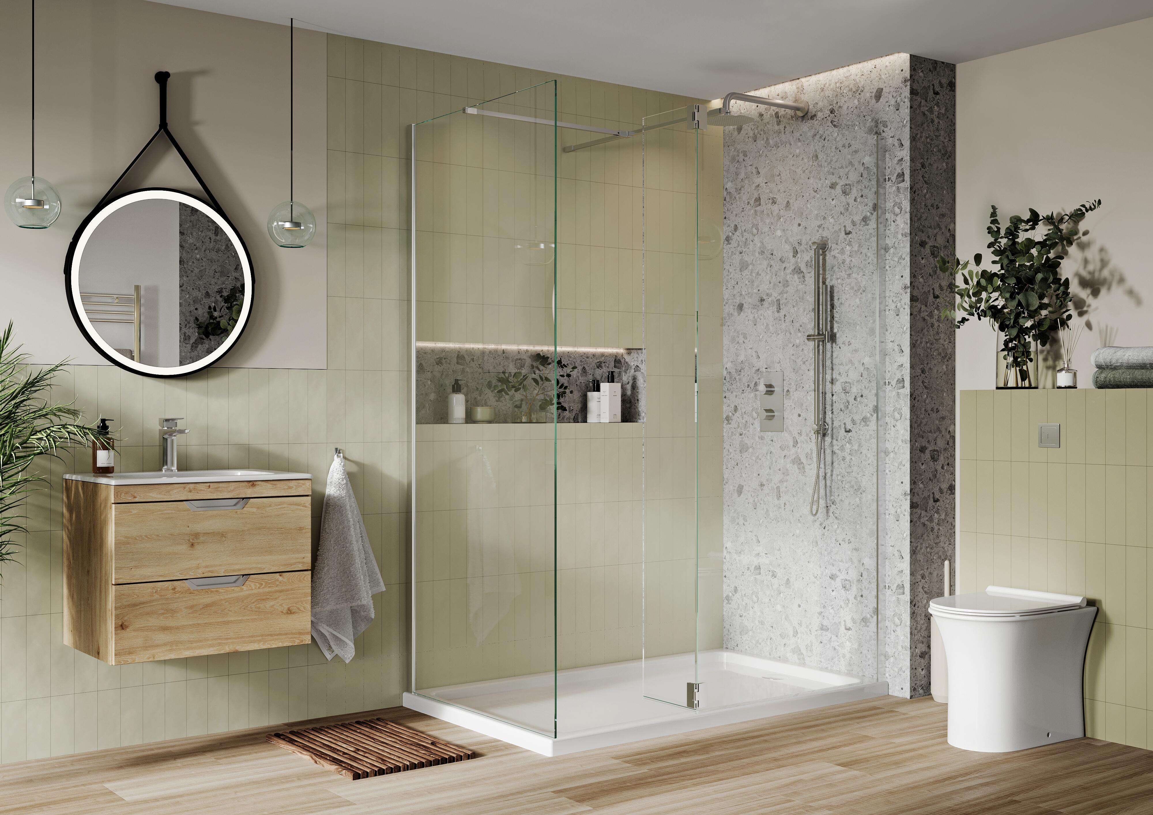 Scudo S8 clear glass hinged flipper panel, 2000mm x 300mm, 6mm toughened safety glass