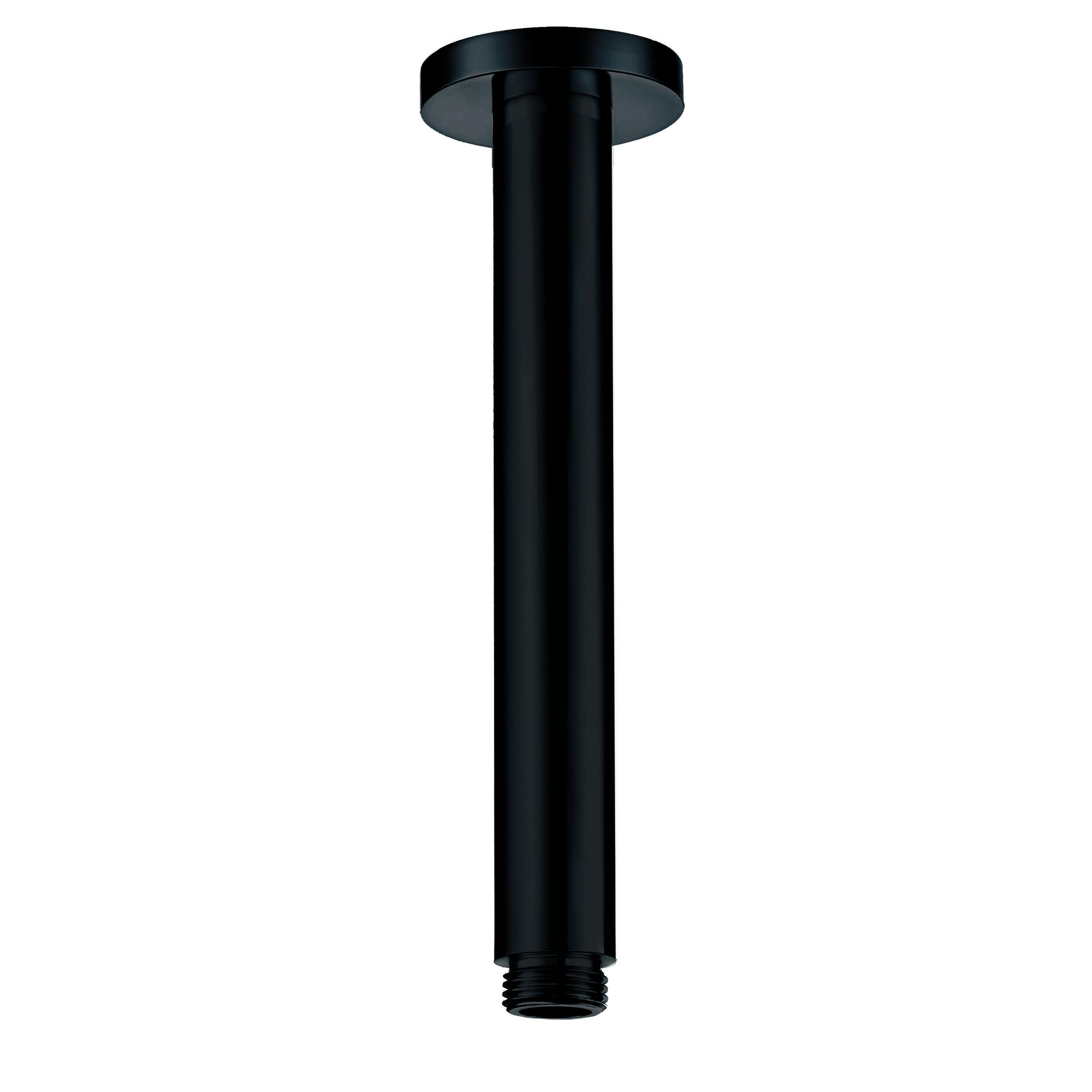 Scudo Mono round shower ceiling arm, Matt Black steel finish