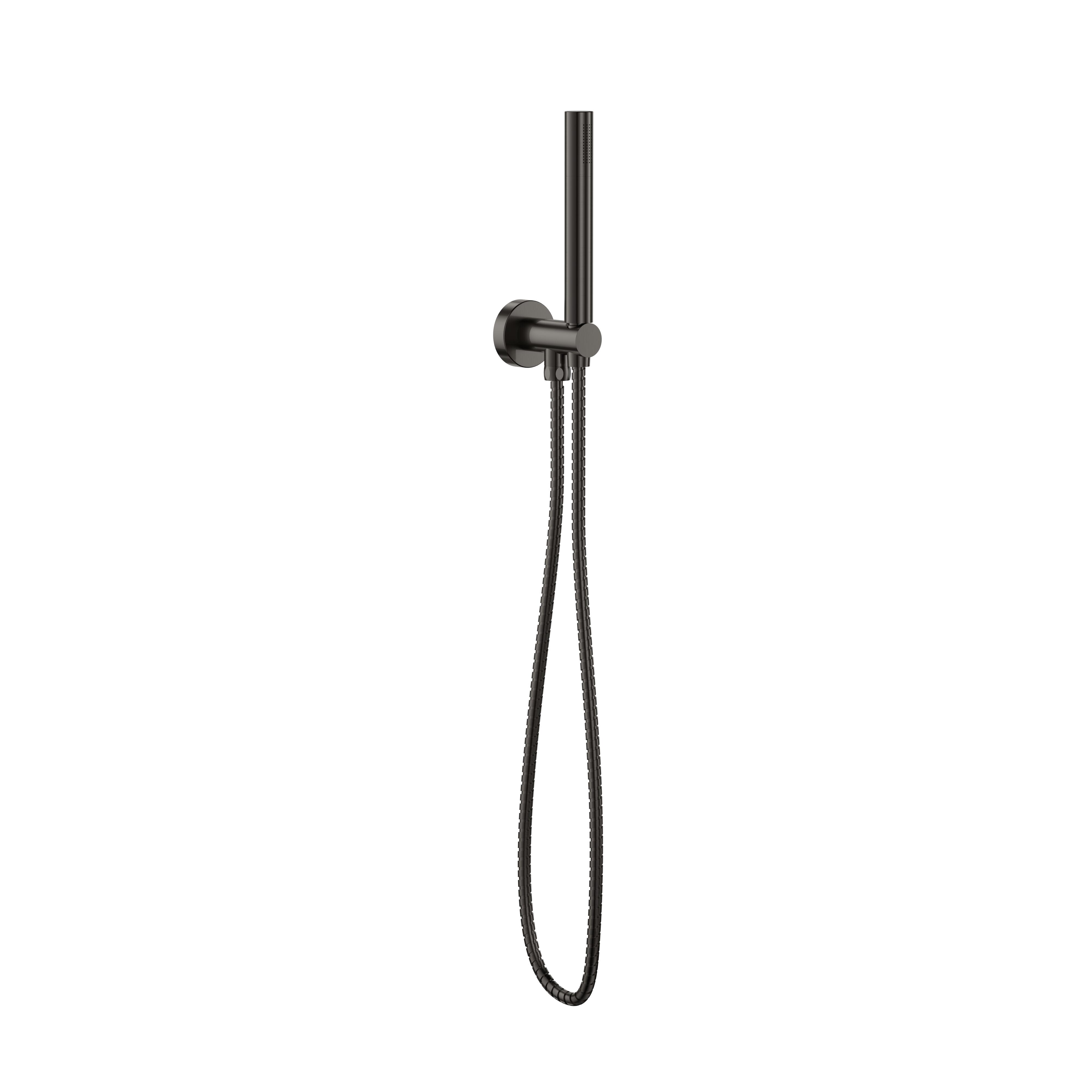 Scudo Gunmetal shower handset, outlet, and holder set, stainless steel