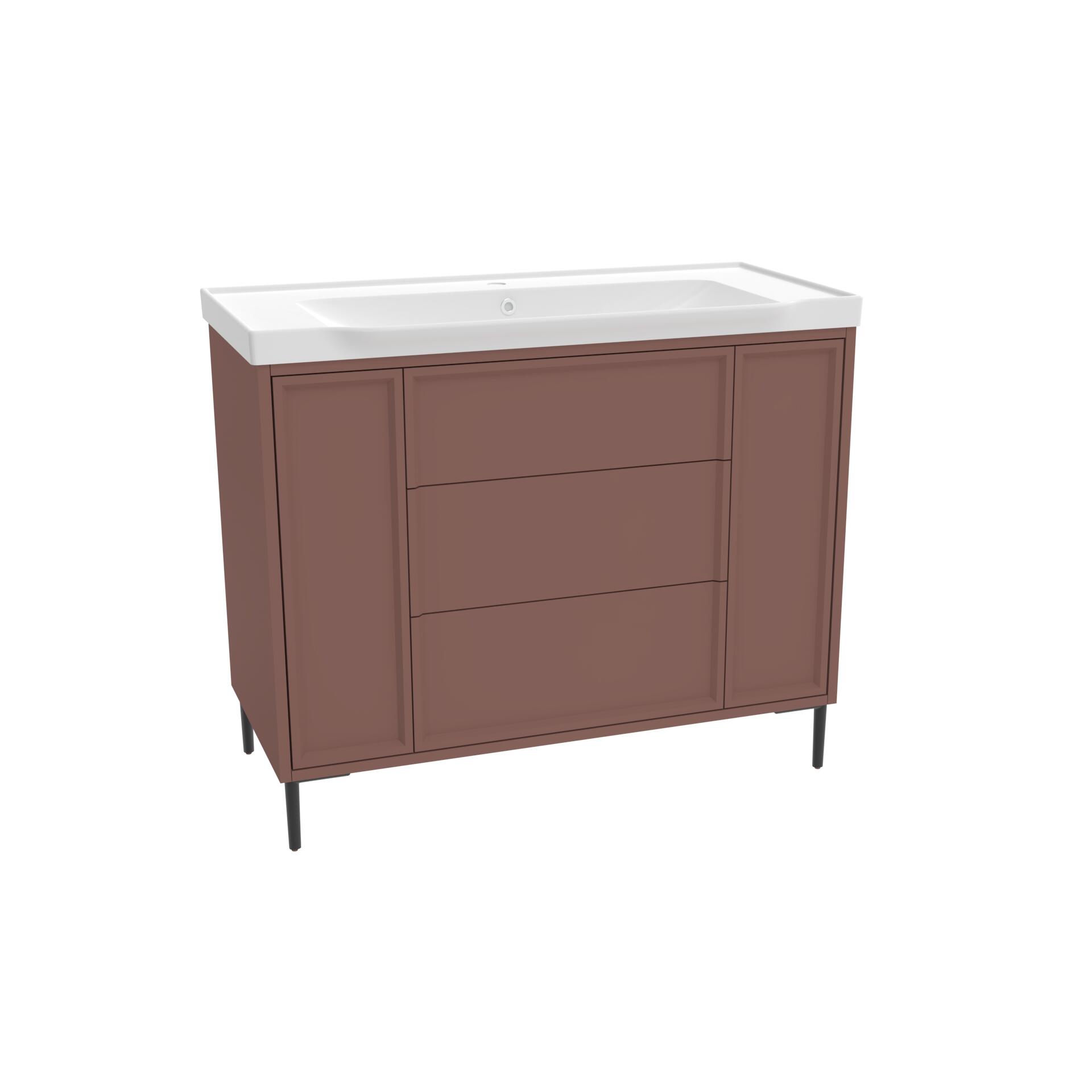 Scudo Bota 1008mm freestanding vanity unit in Earth Red, contemporary style, Painted MDF