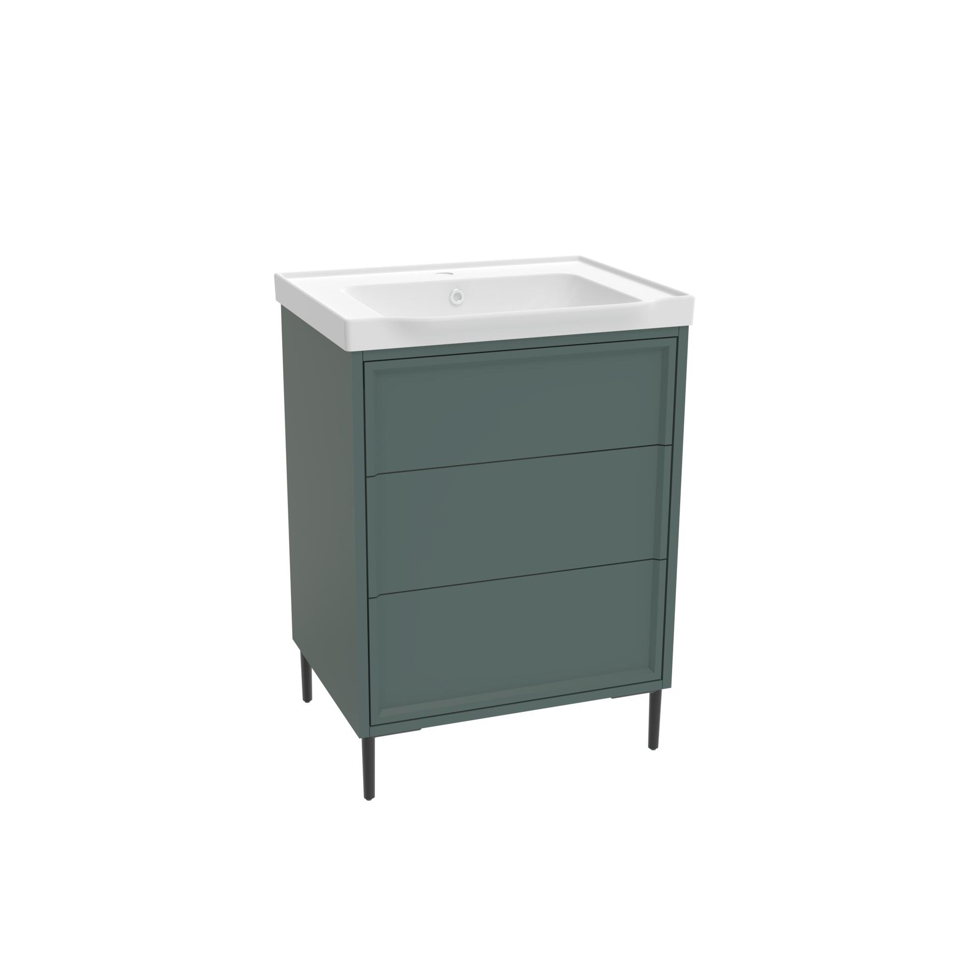 Scudo Bota 600mm freestanding vanity unit, Parisian Green, painted MDF