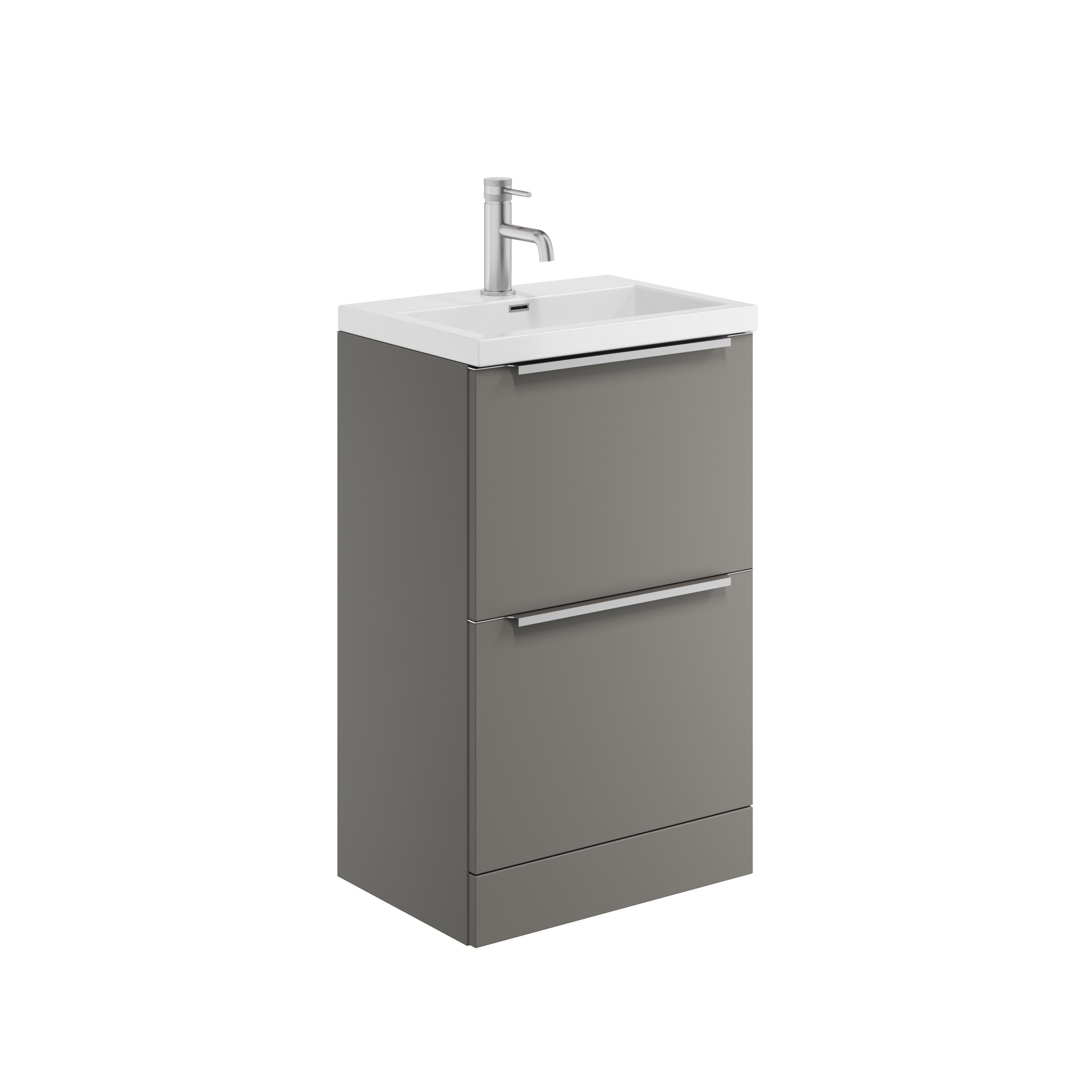 Scudo Muro PLUS 2 drawer freestanding basin unit, Dust Grey MFC, 530mm wide