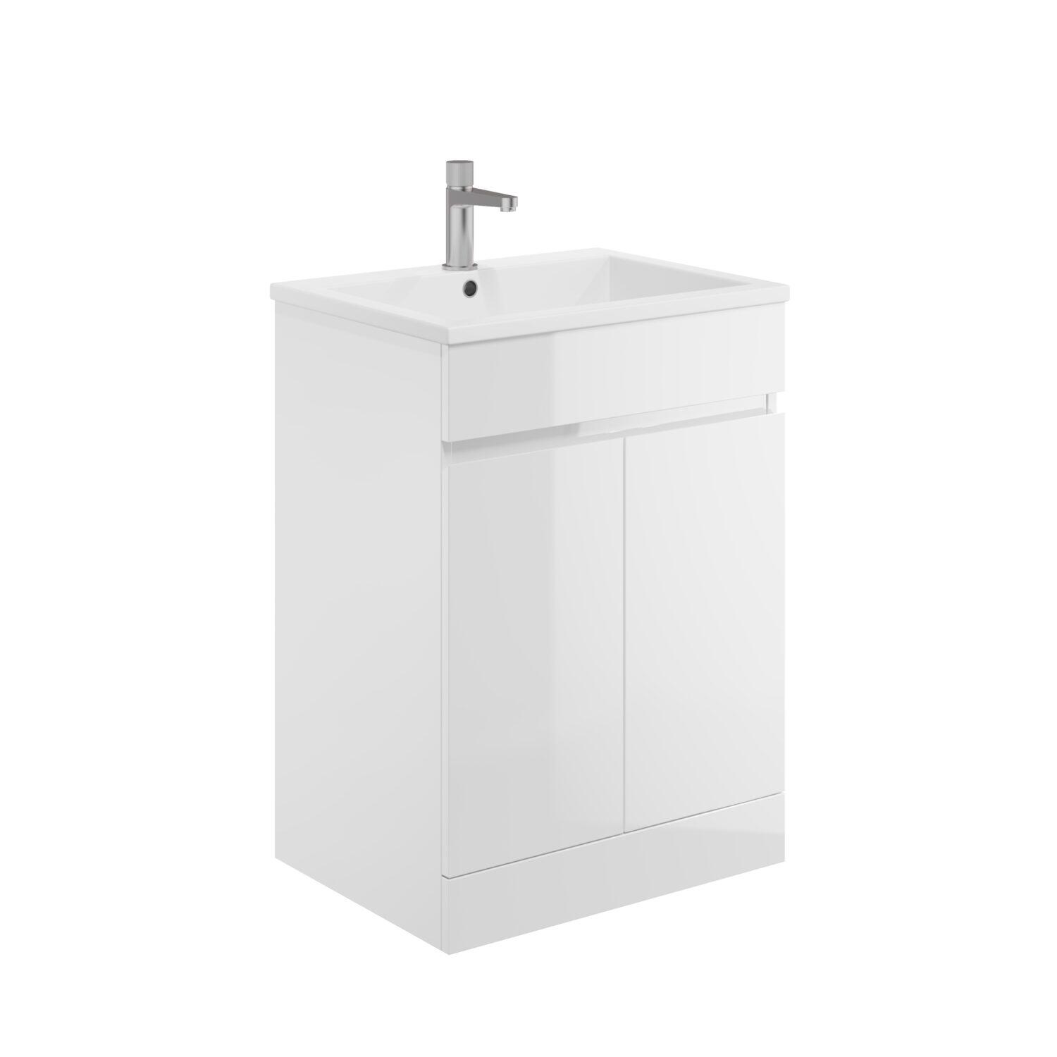 Scudo Waterguard Gloss White PVC floorstanding vanity unit 665mm