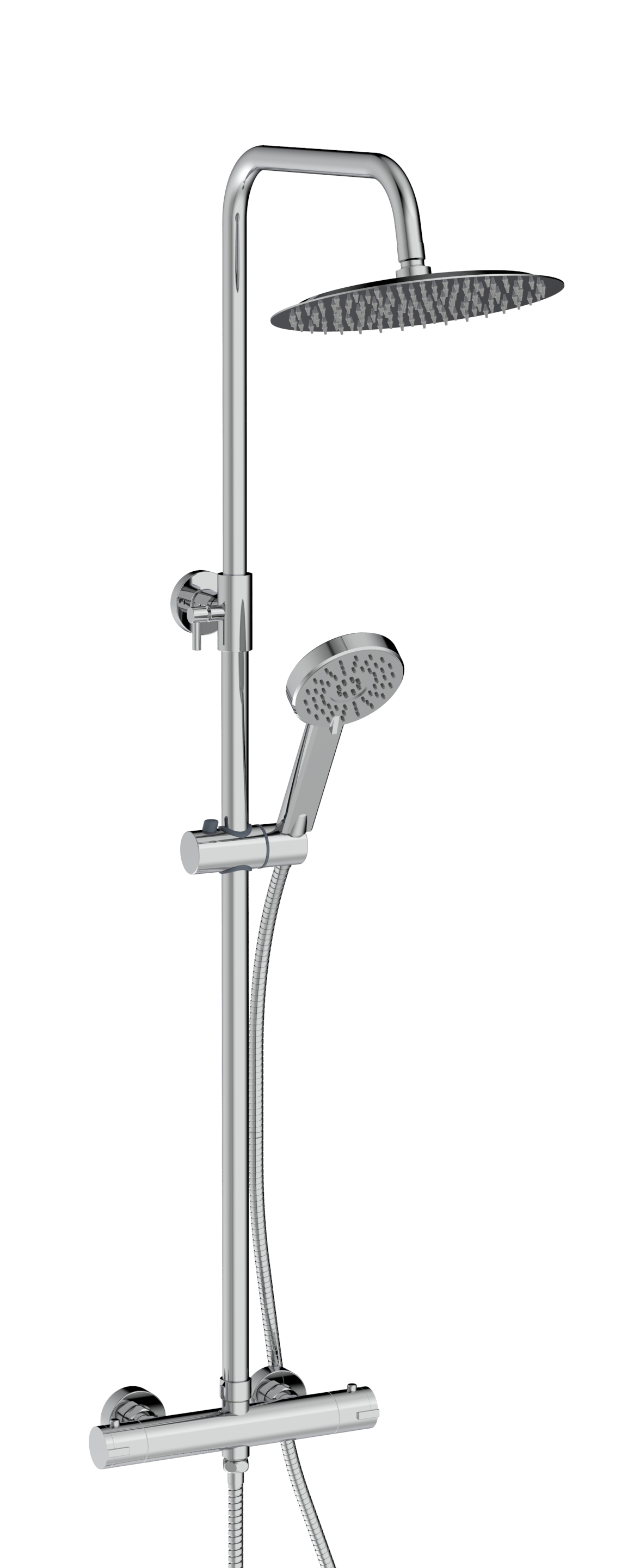 Scudo Serena Round rigid riser bar valve shower set in Chrome
