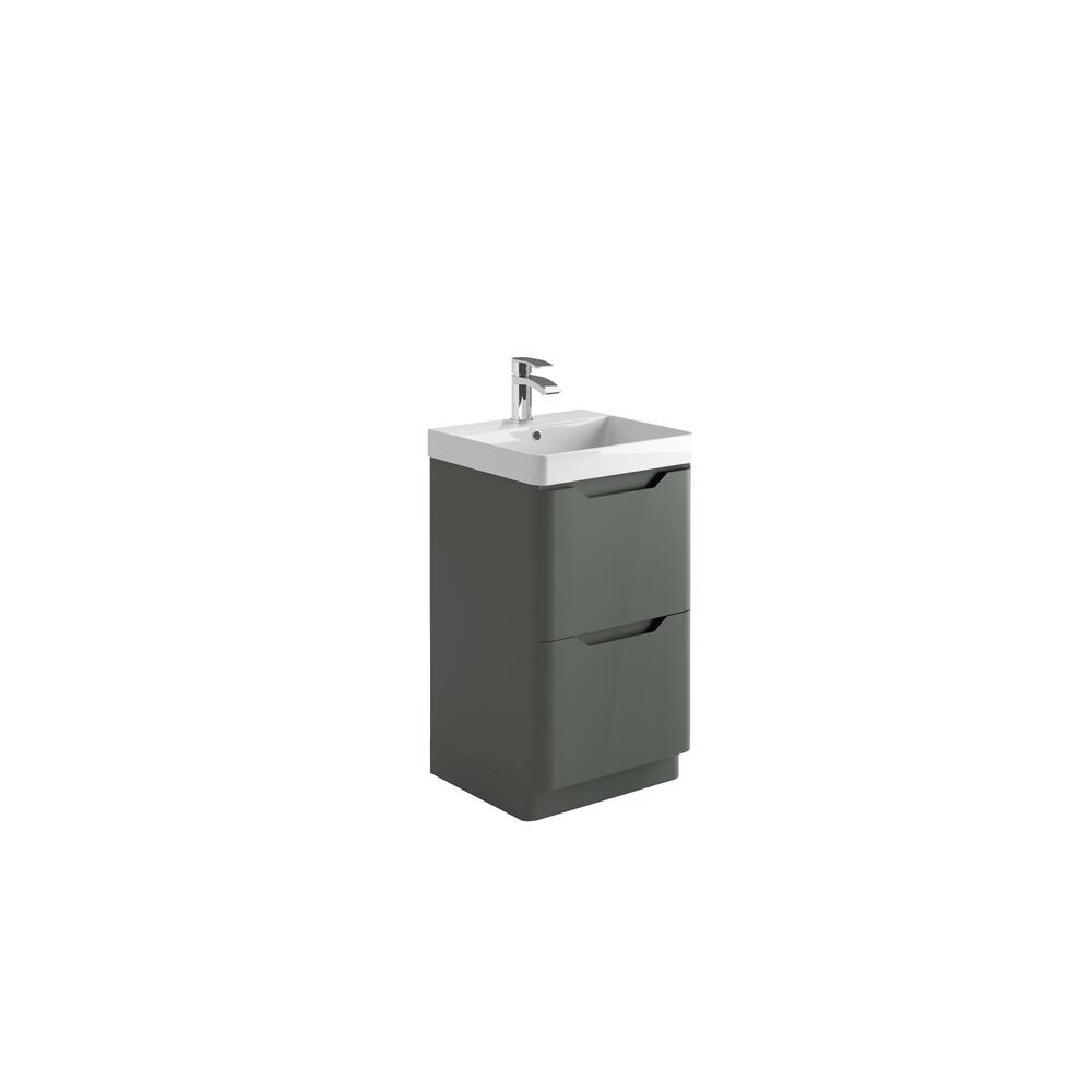 Scudo Ella 474mm floorstanding bathroom unit in Anthracite melamine with soft-close door