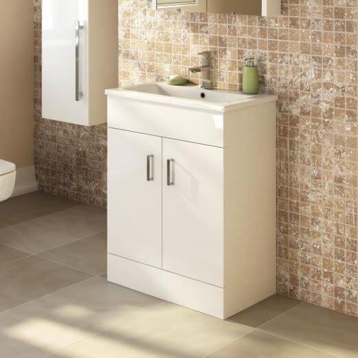 Turin 500mm Floor Mounted Vanity Unit Bathroom Furniture Hale Black 2 Door with Minimalist Sink Basin 