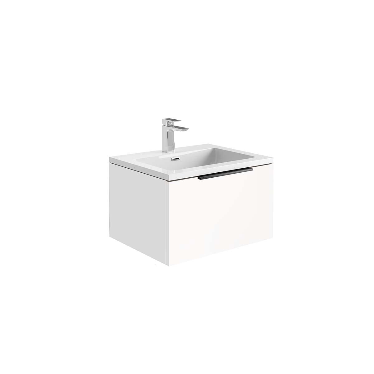 Scudo Ambience 590mm matt white wall hung vanity unit with soft-close doors
