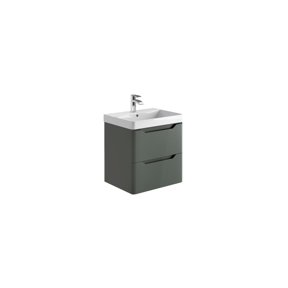 Scudo Ella anthracite melamine wall hung vanity unit, 570mm wide, contemporary design