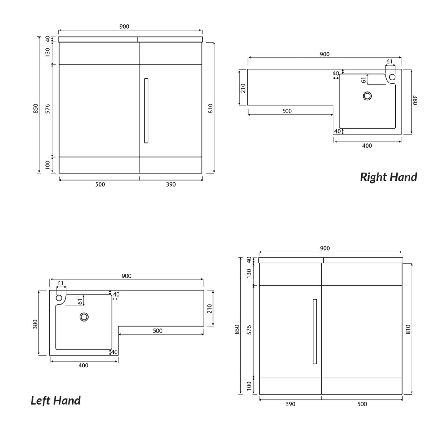 Scudo Lili floorstanding WC unit, gloss white MDF, 500mm wide