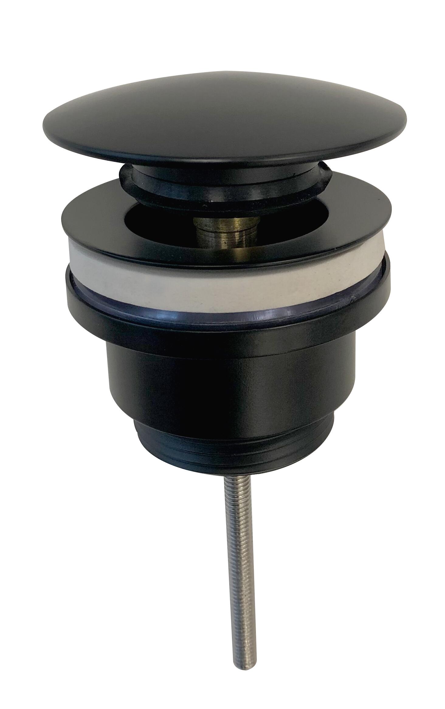 Scudo Universal Basin Waste in matt black, push-button operation