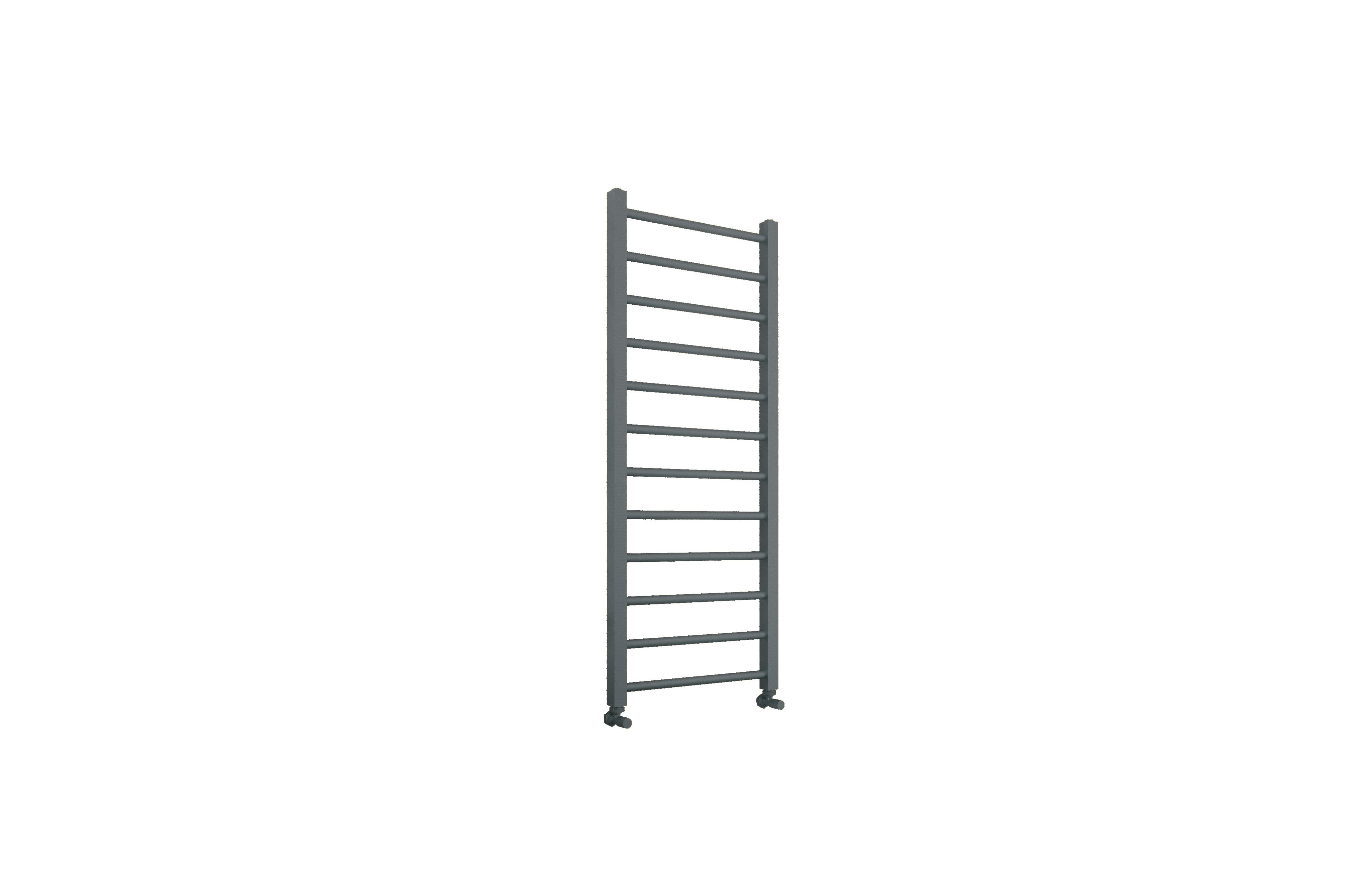 Scudo Vibe gunmetal steel towel warmer, vertical rail design, 1200mm height