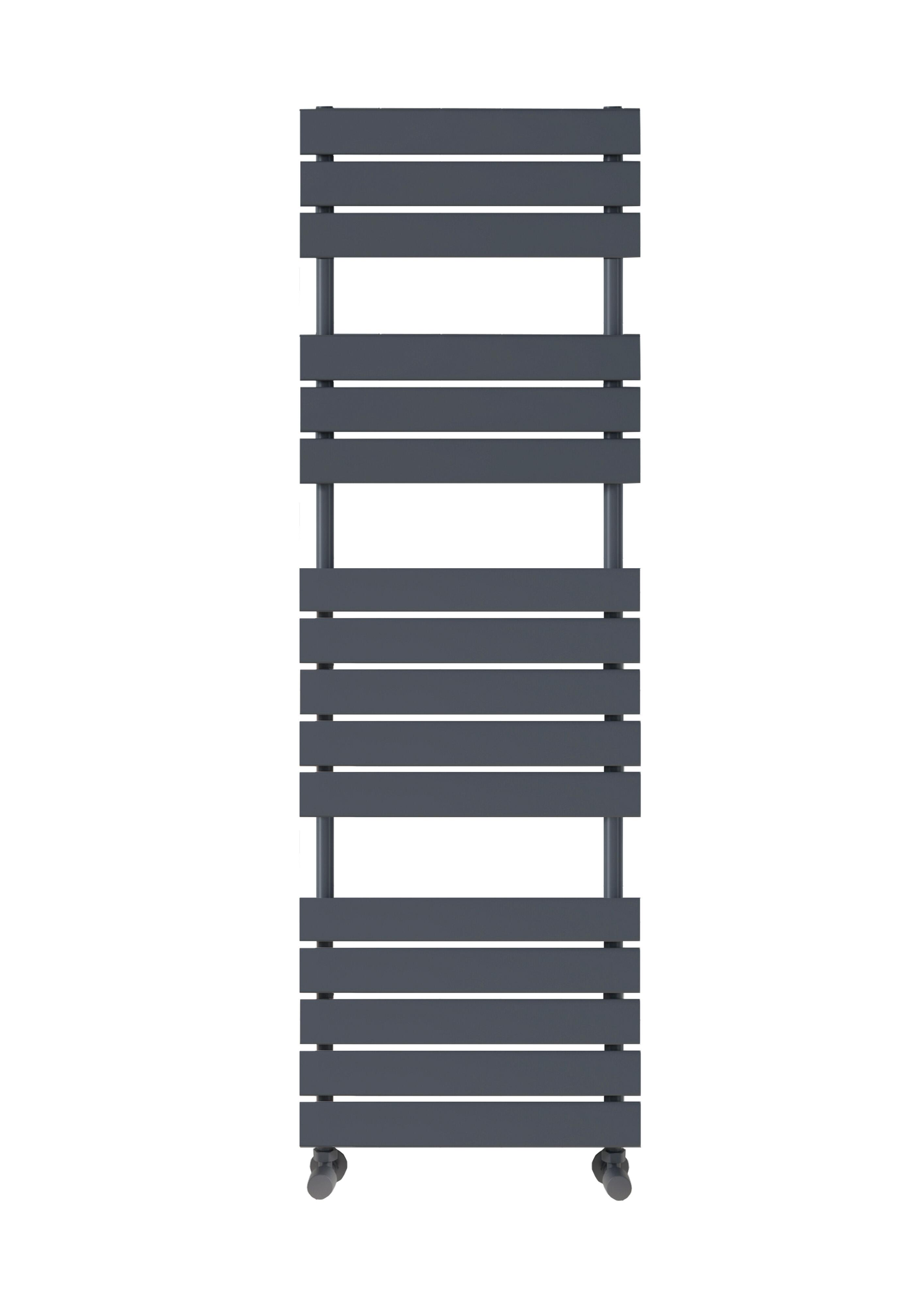 Scudo Life black towel warmer, vertical ladder design, 1600mm height, 600mm width, low carbon steel construction