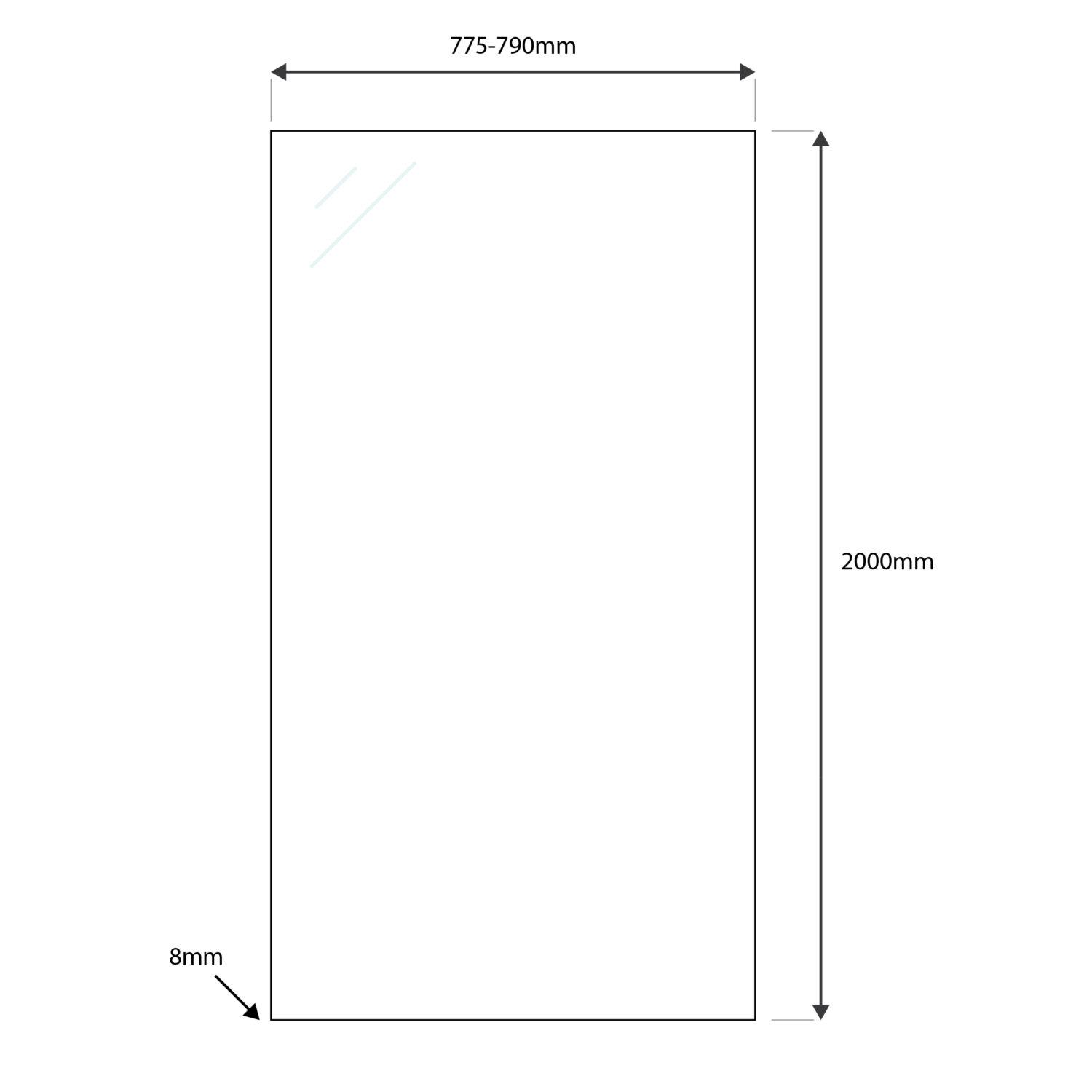 Scudo Momentum 8mm clear glass side panel for shower enclosure, 800mm x 2000mm