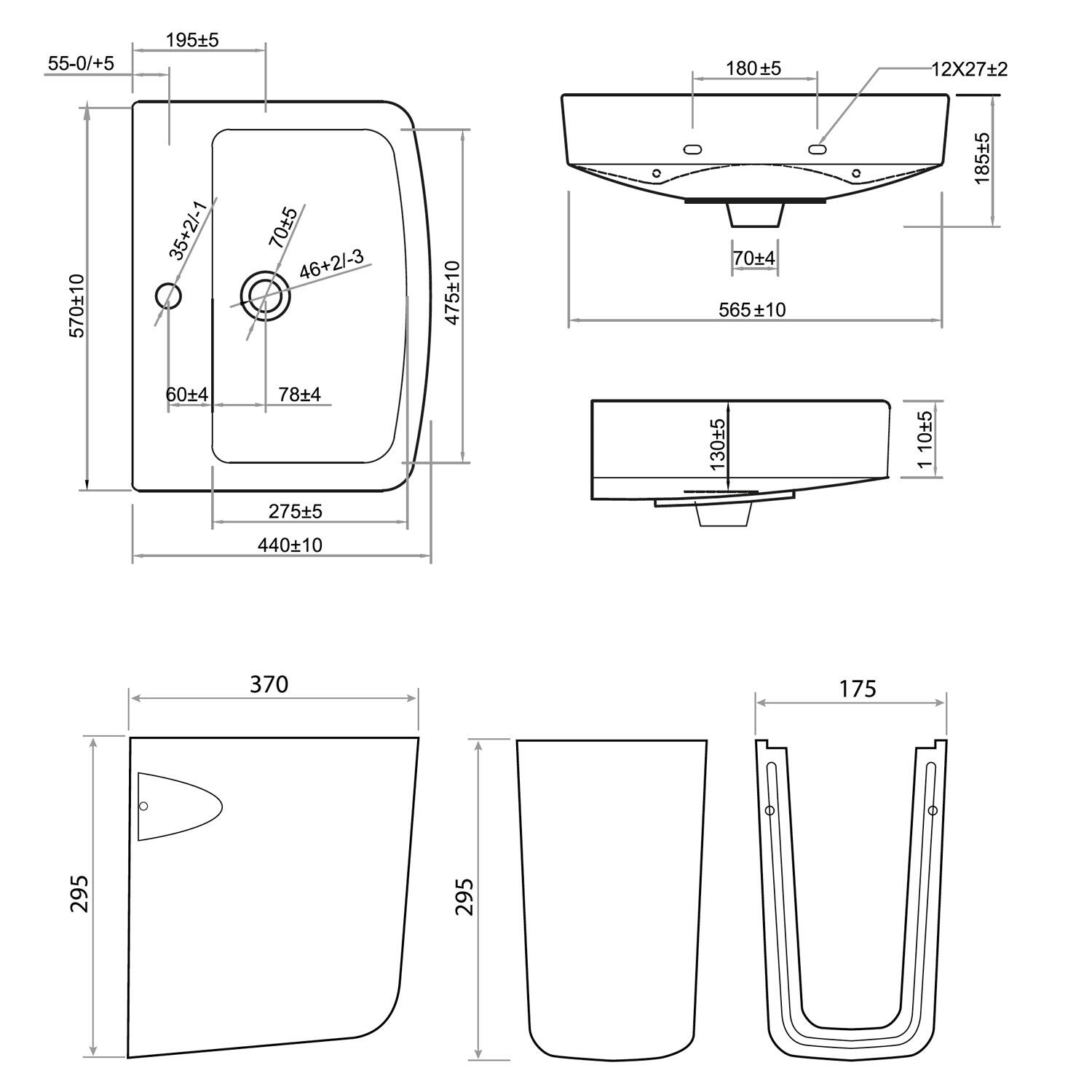 Scudo Denza white ceramic semi pedestal for basin