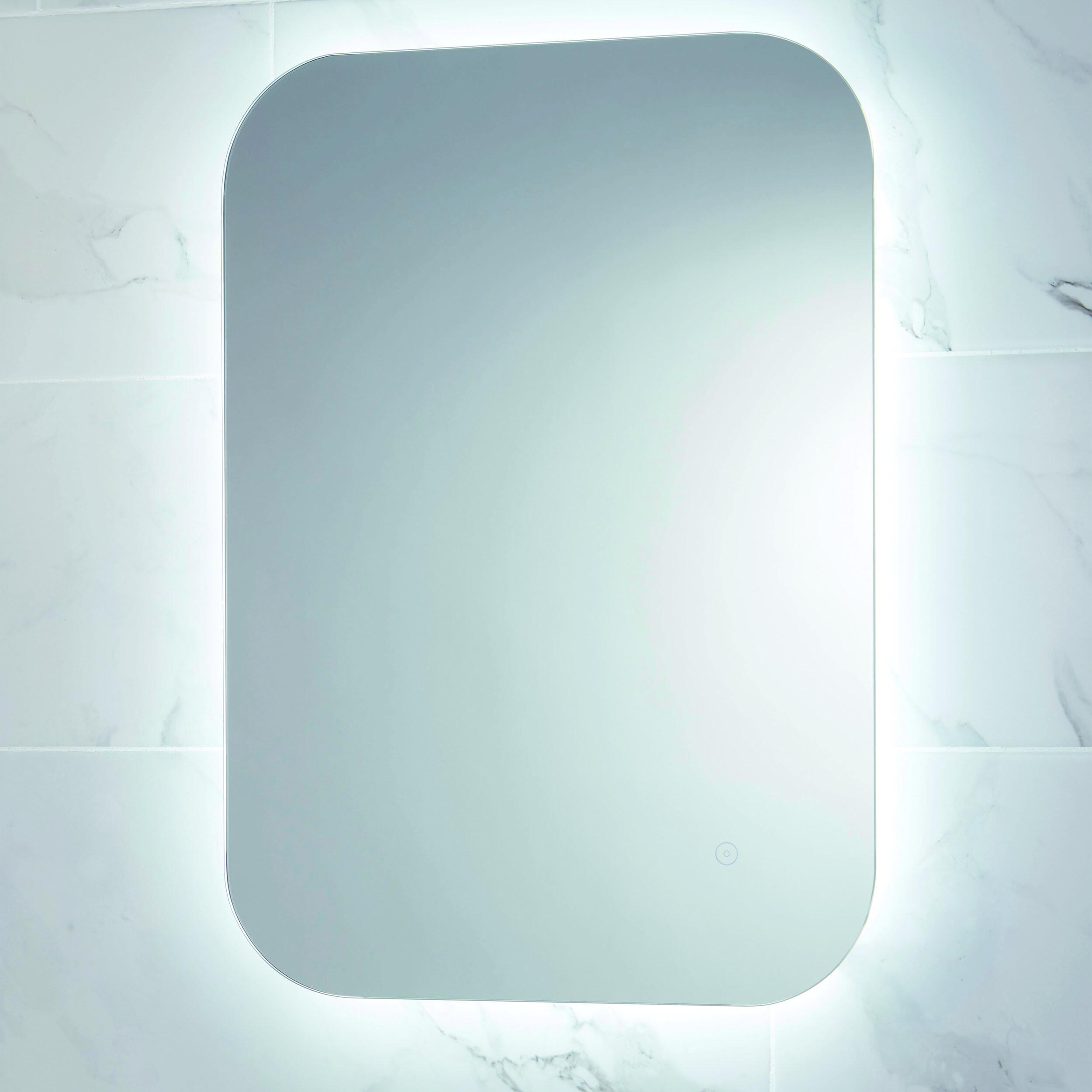Scudo Aura 800x600mm rectangular LED mirror with demister pad and shaver socket