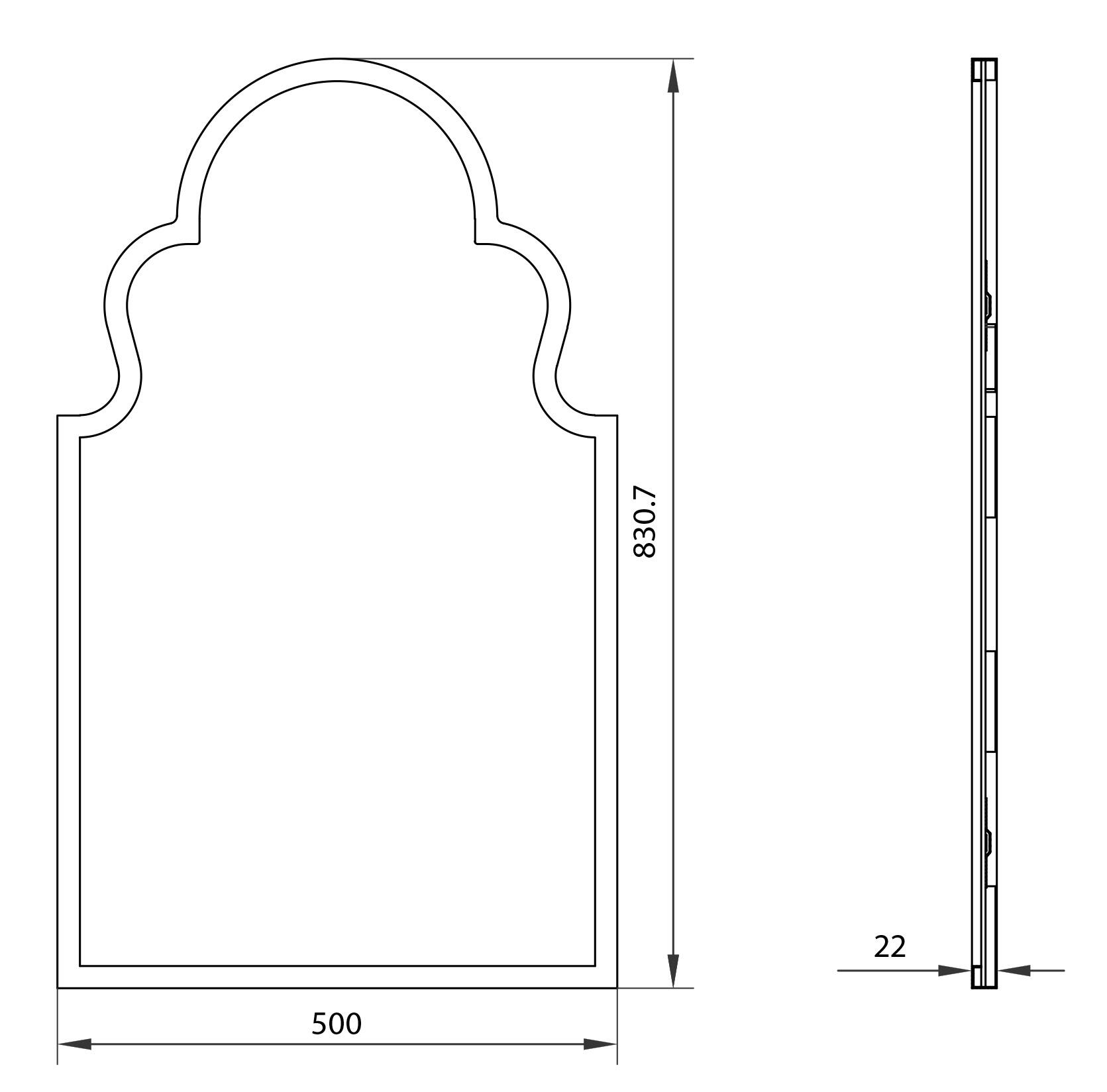 Scudo Harrogate aged brass Victorian-style mirror, 830mm x 500mm