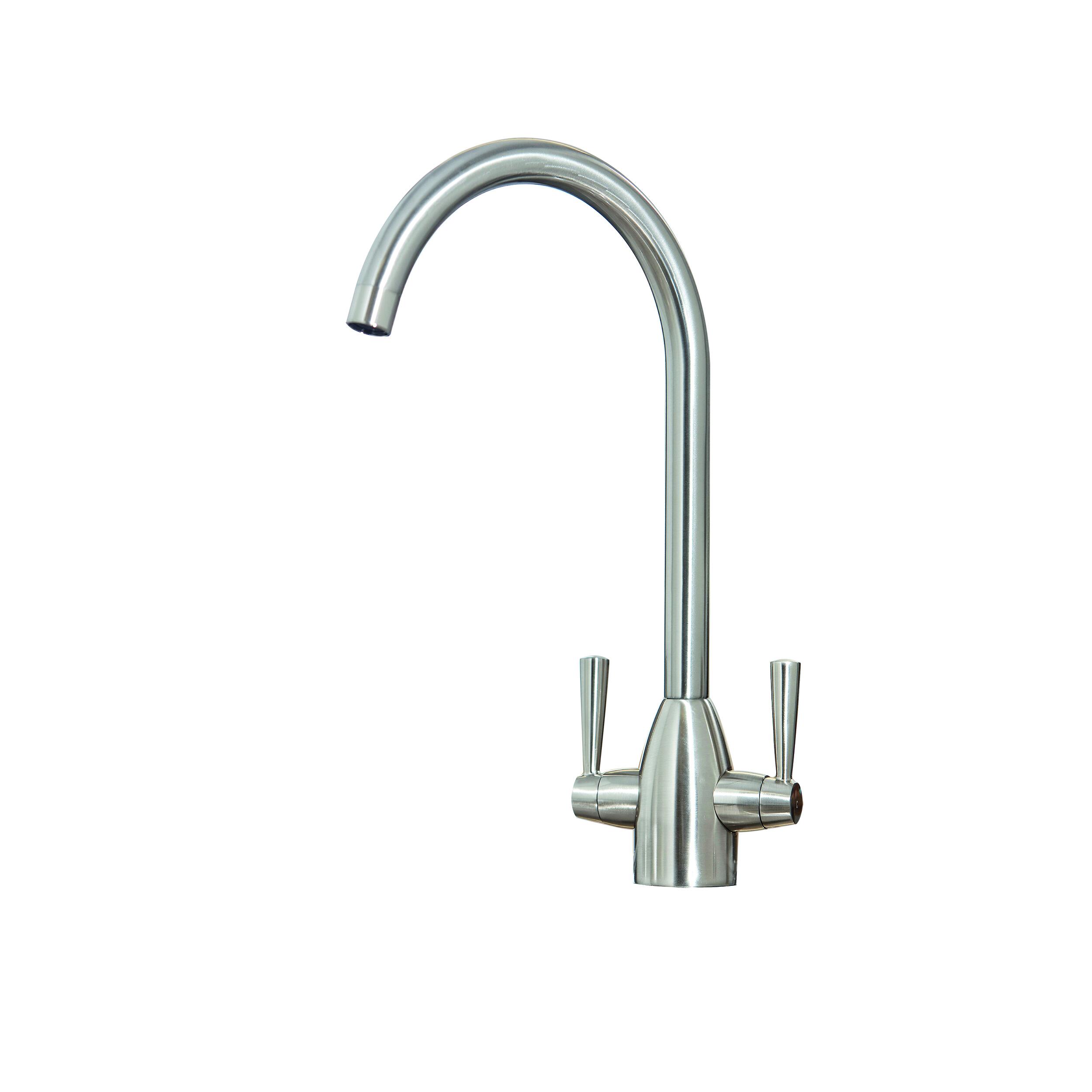 Scudo Marlo 1 tap hole kitchen tap, brushed nickel finish, lever handle, swivel spout