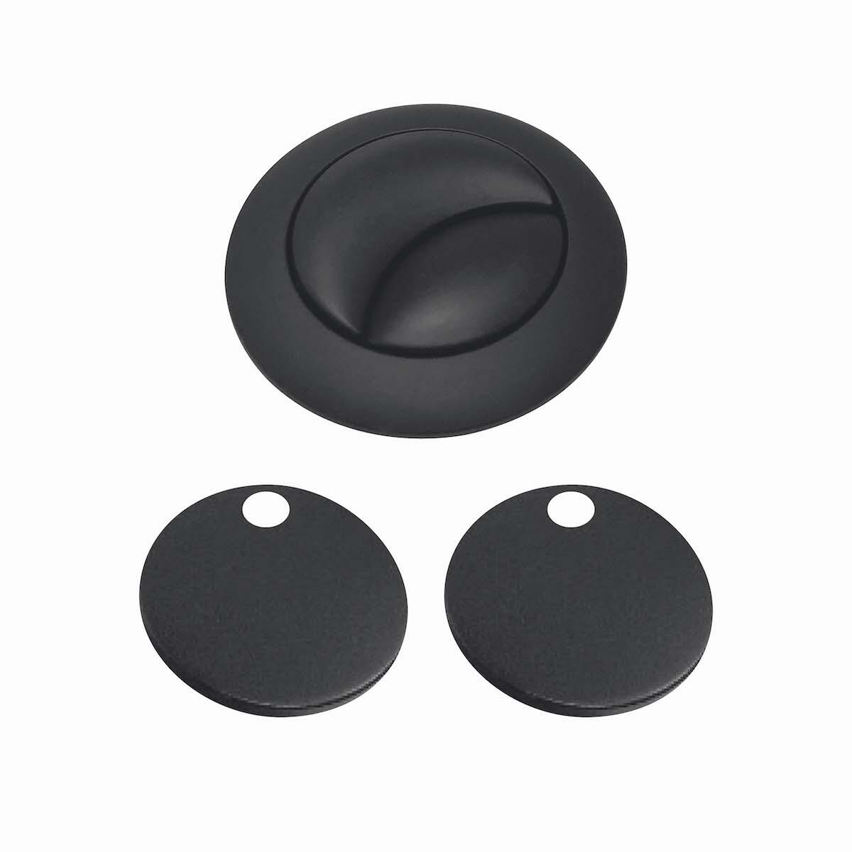 Scudo black ABS/Steel cistern push button and matching seat hinge cover