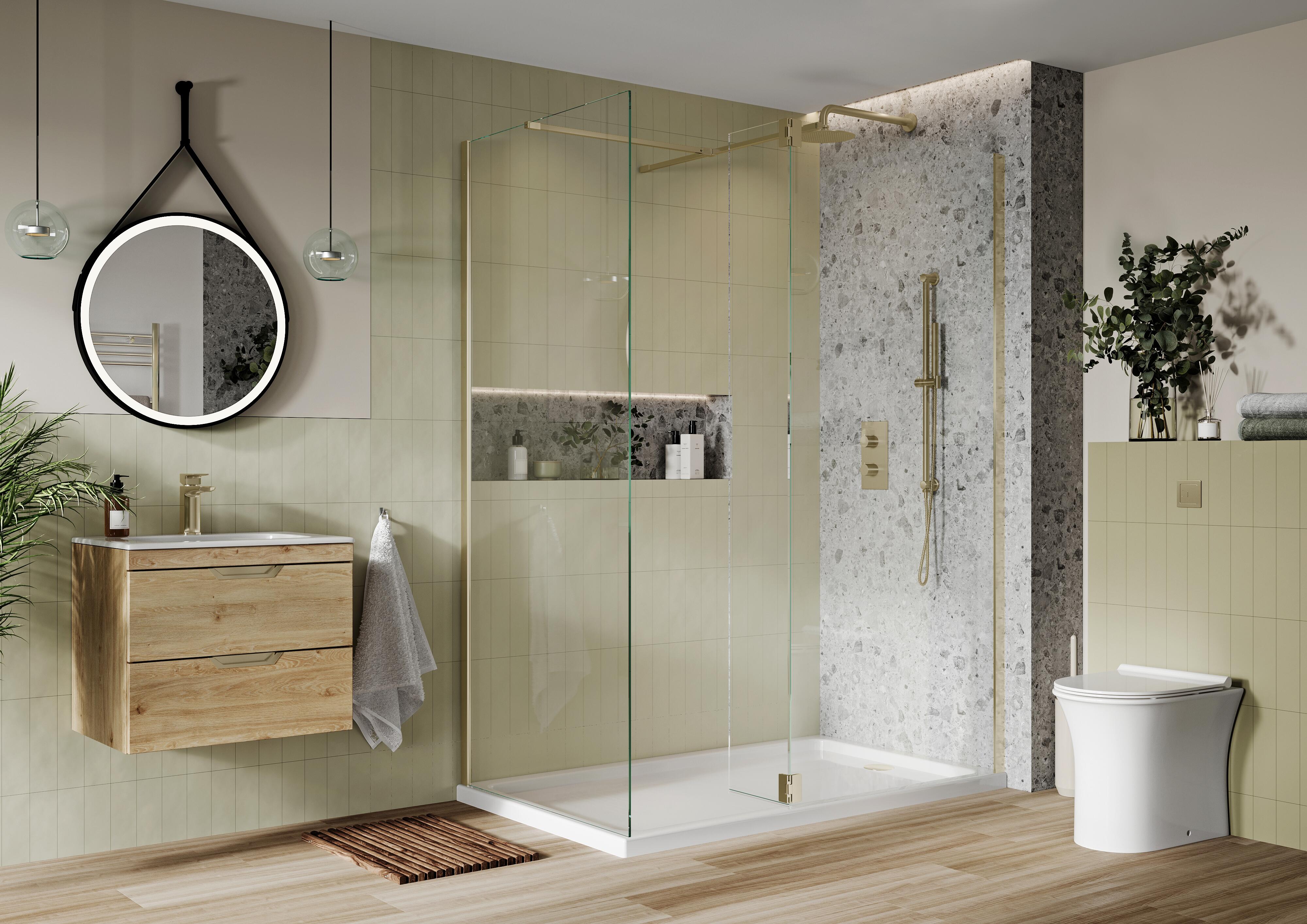 Scudo S8 clear glass hinged flipper panel, 2000mm x 300mm, 6mm toughened safety glass