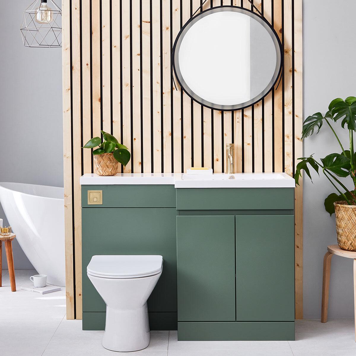 Scudo Empire 590mm floorstanding vanity unit in green MDF with soft-close doors