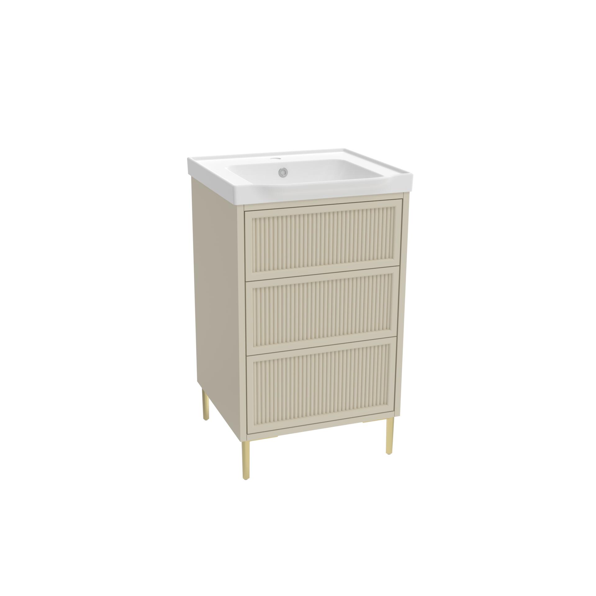 Scudo Bota 505mm freestanding vanity unit in Stone, painted MDF, contemporary style