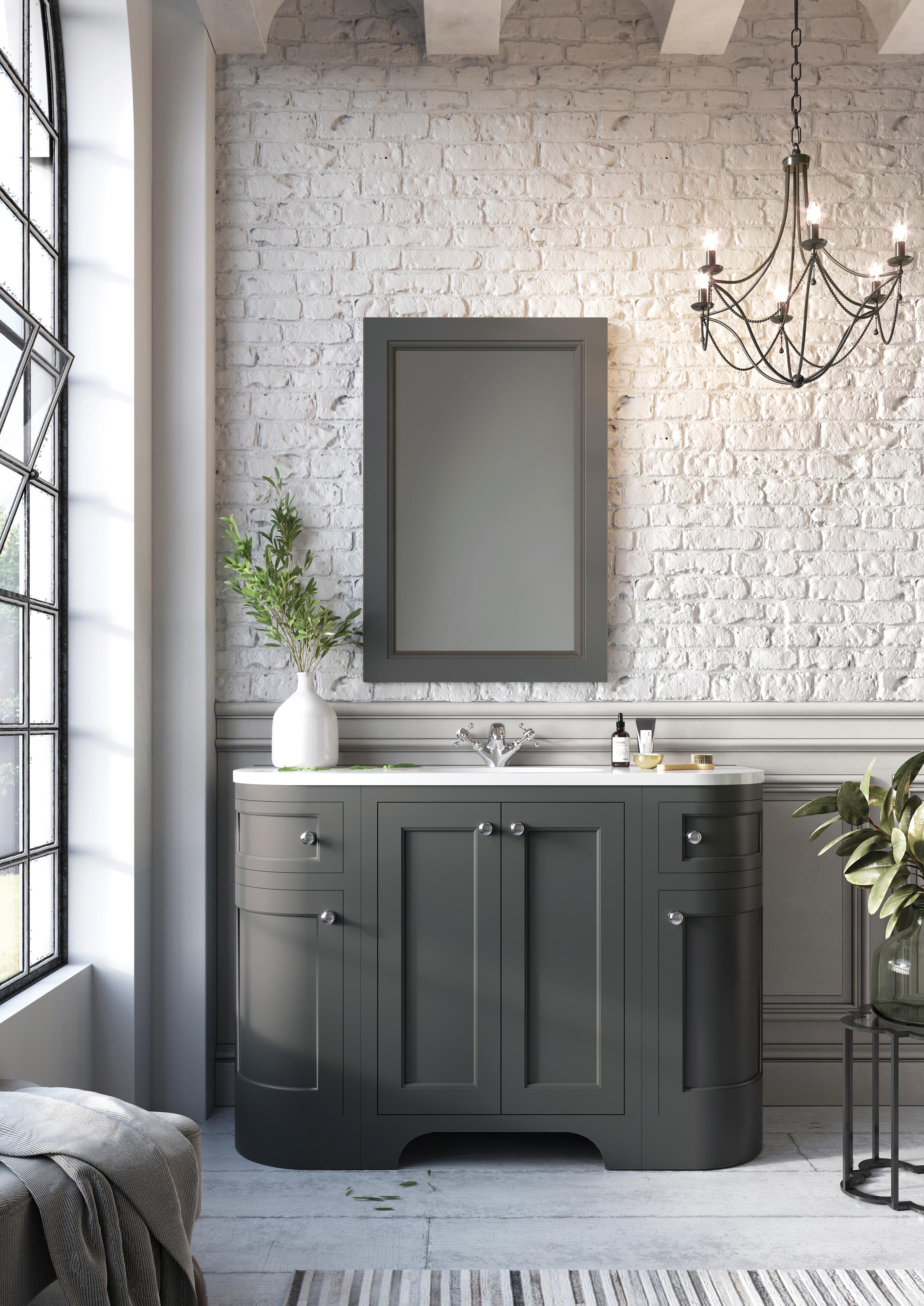 Scudo Brunswick 600mm floorstanding traditional vanity unit in Spa Grey
