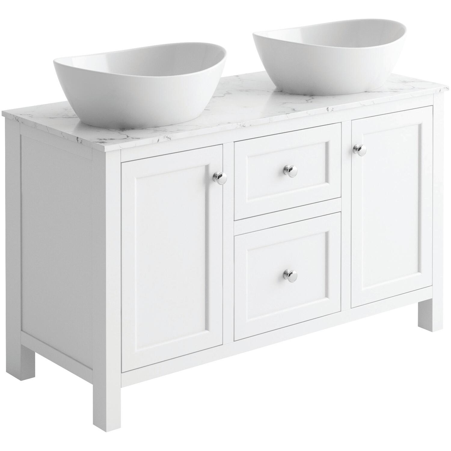 Scudo Montpelier 1200mm freestanding vanity unit, Arctic White, traditional style