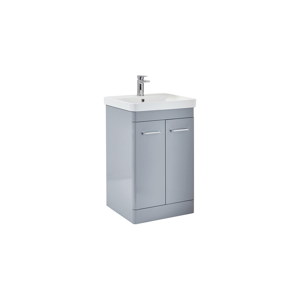 Scudo Rossini 460mm floorstanding vanity unit, Pebble Grey painted MDF with handles