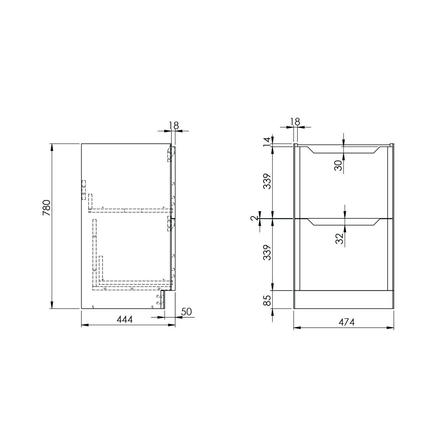 Scudo Ella 474mm floorstanding bathroom unit in Anthracite melamine with soft-close door