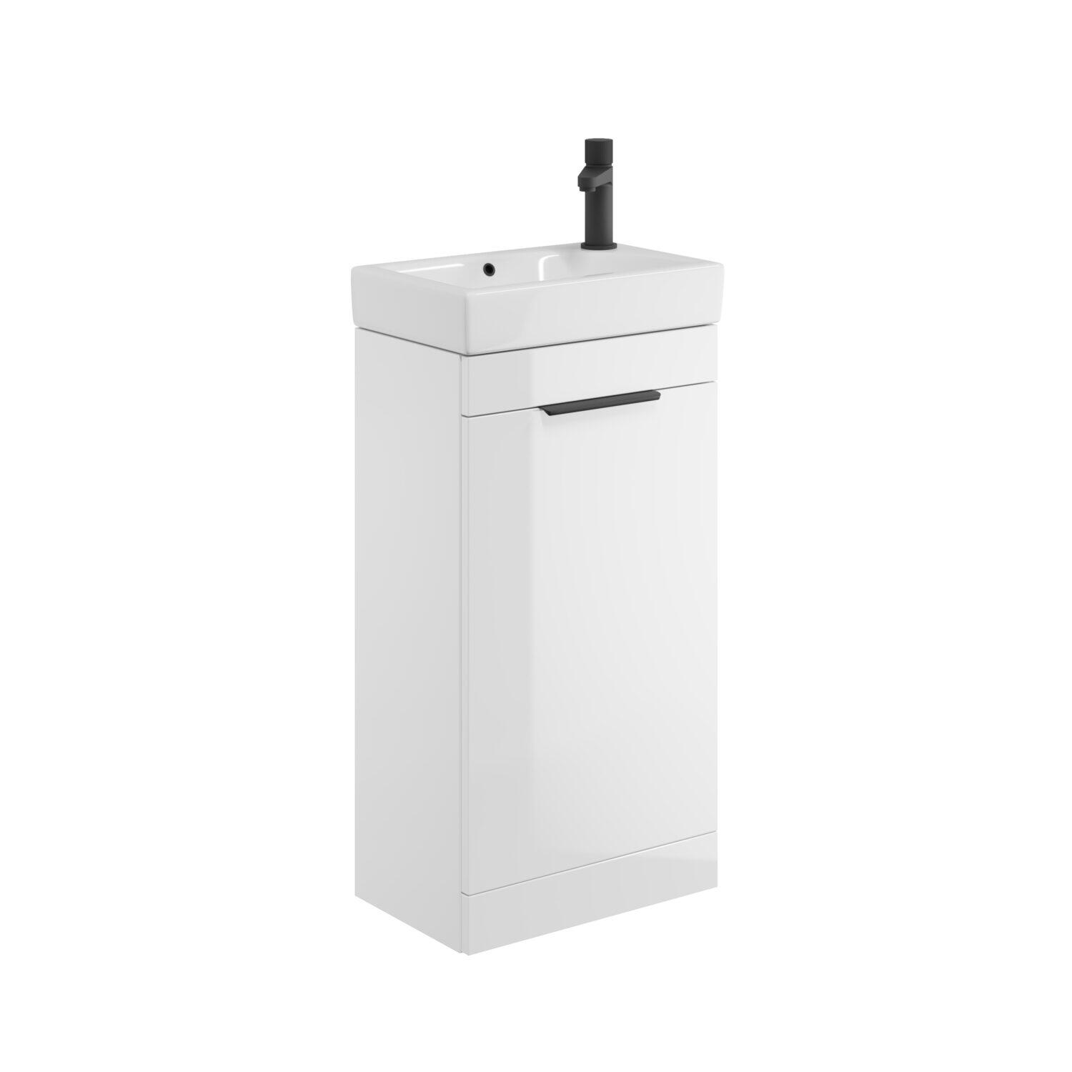 Scudo Esme 470mm floorstanding cloakroom unit in gloss white