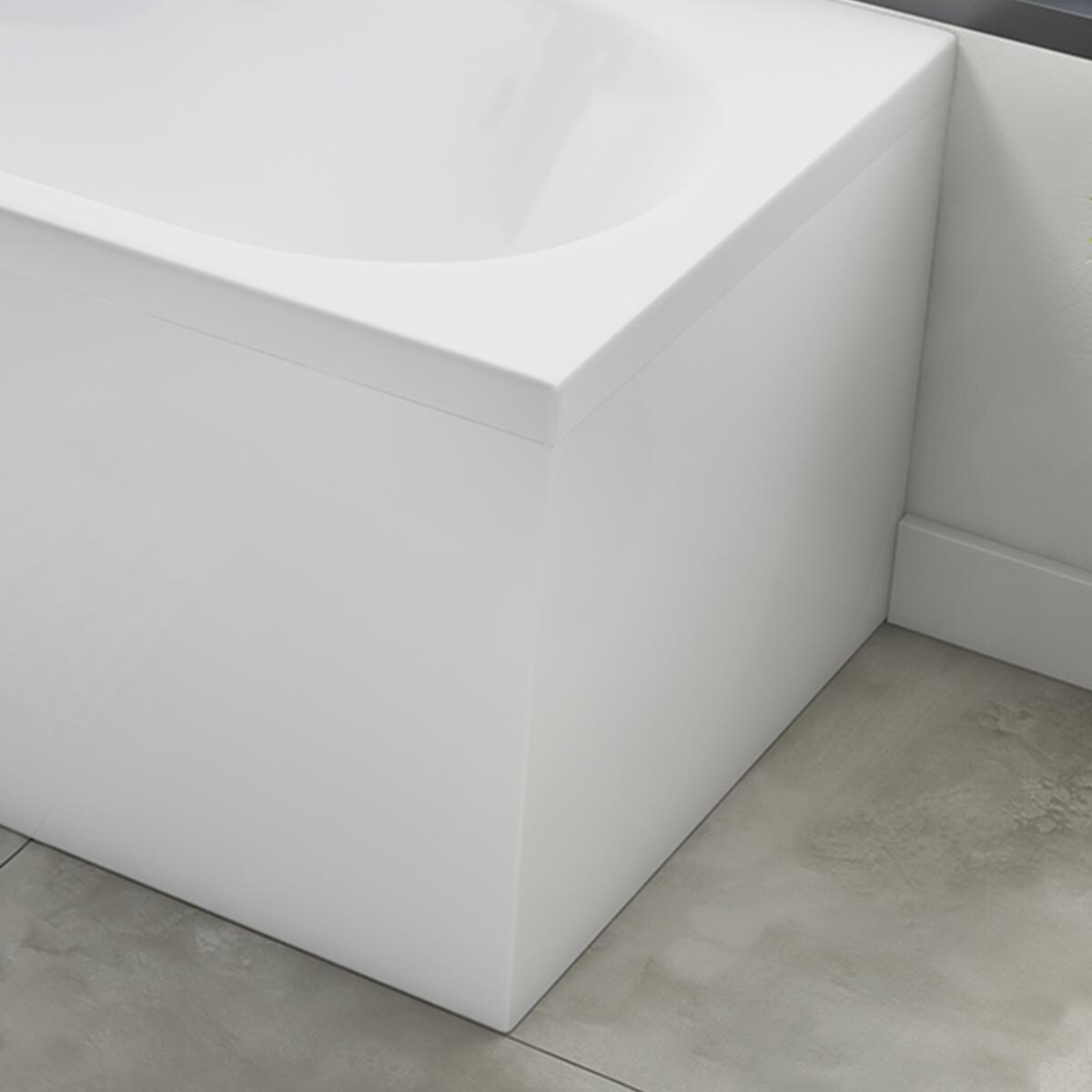 Scudo Water Proof White PVC bath end panel, 800mm width, 480-550mm adjustable height