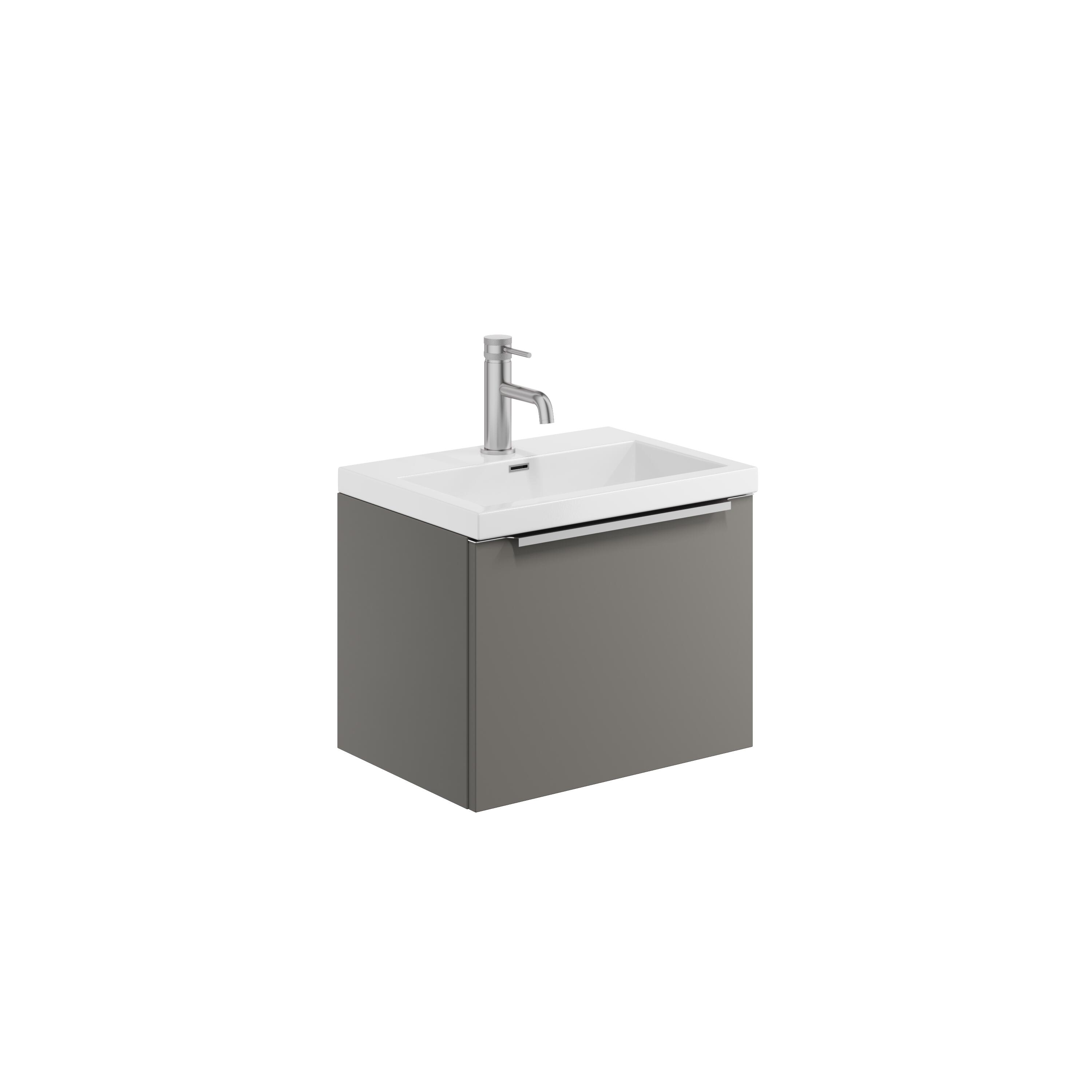 Scudo Muro PLUS wall hung vanity unit in dust grey finish, 600mm wide contemporary bathroom furniture