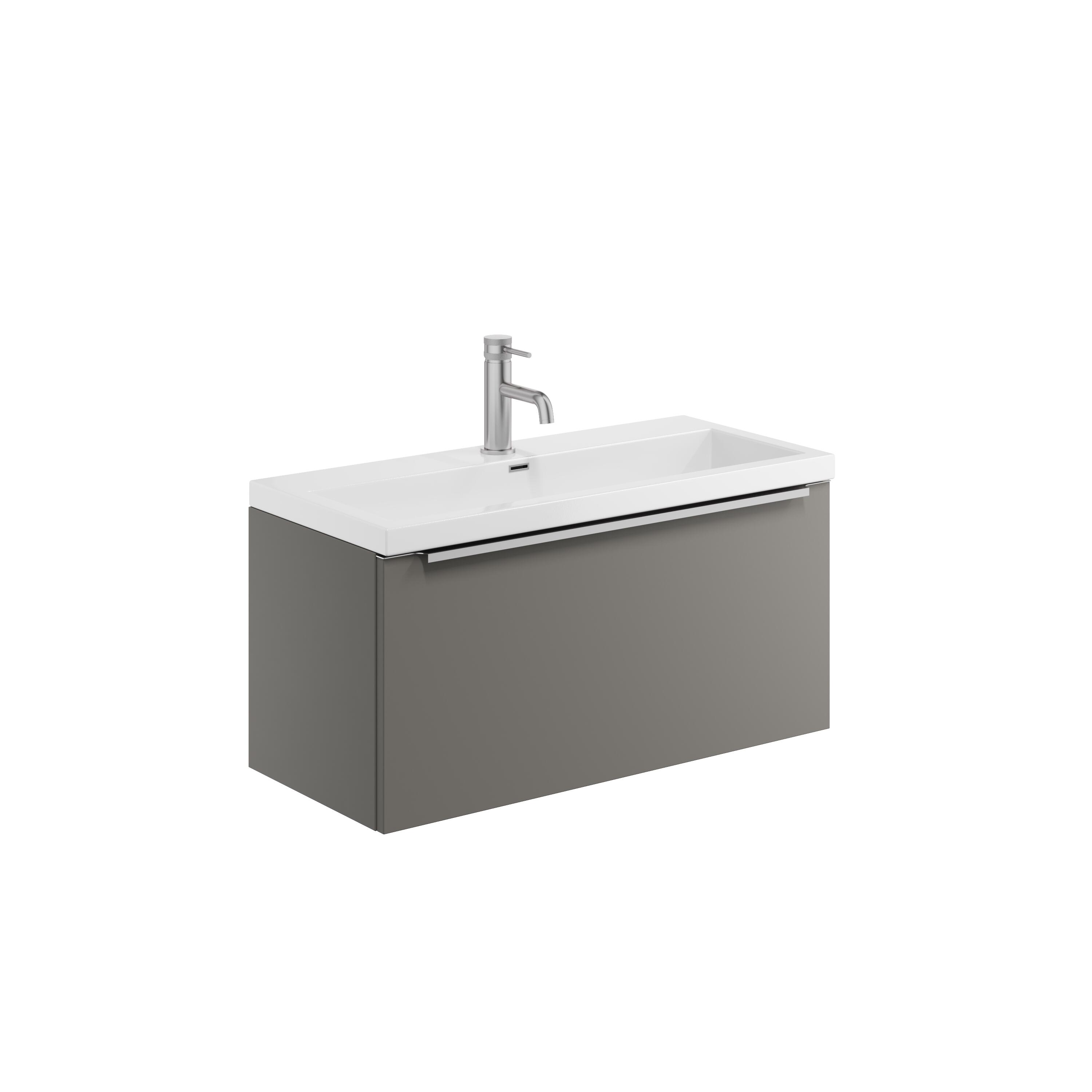 Scudo Muro PLUS wall hung vanity unit in dust grey finish, 455mm wide contemporary bathroom furniture