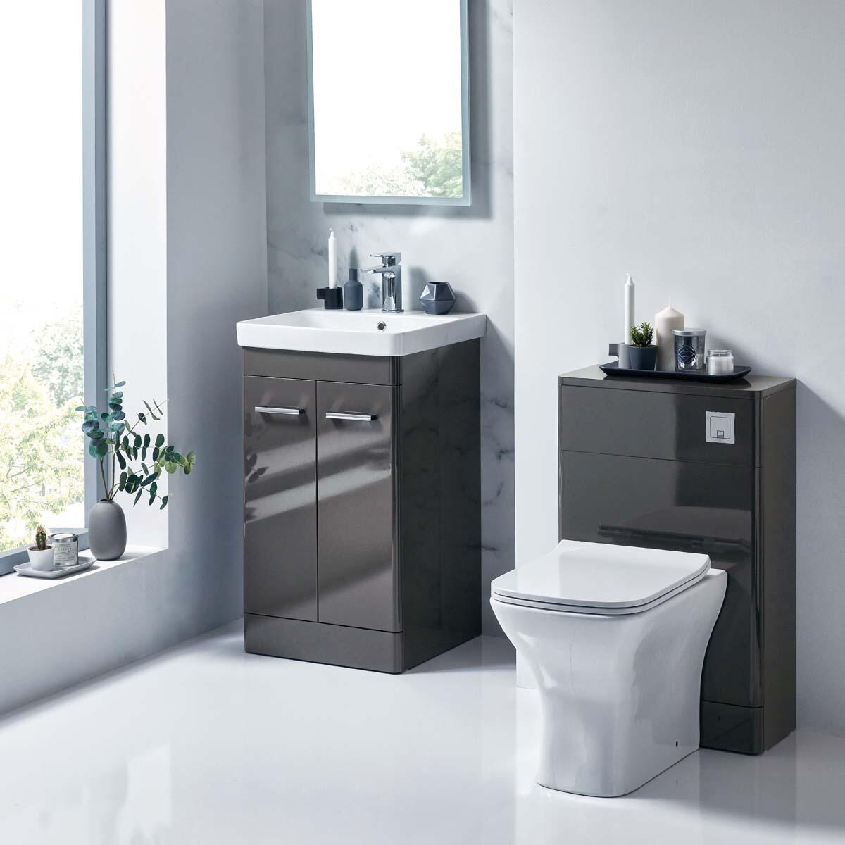 Scudo Rossini floorstanding WC unit, Wolf Grey Painted MDF, 500x800x220mm