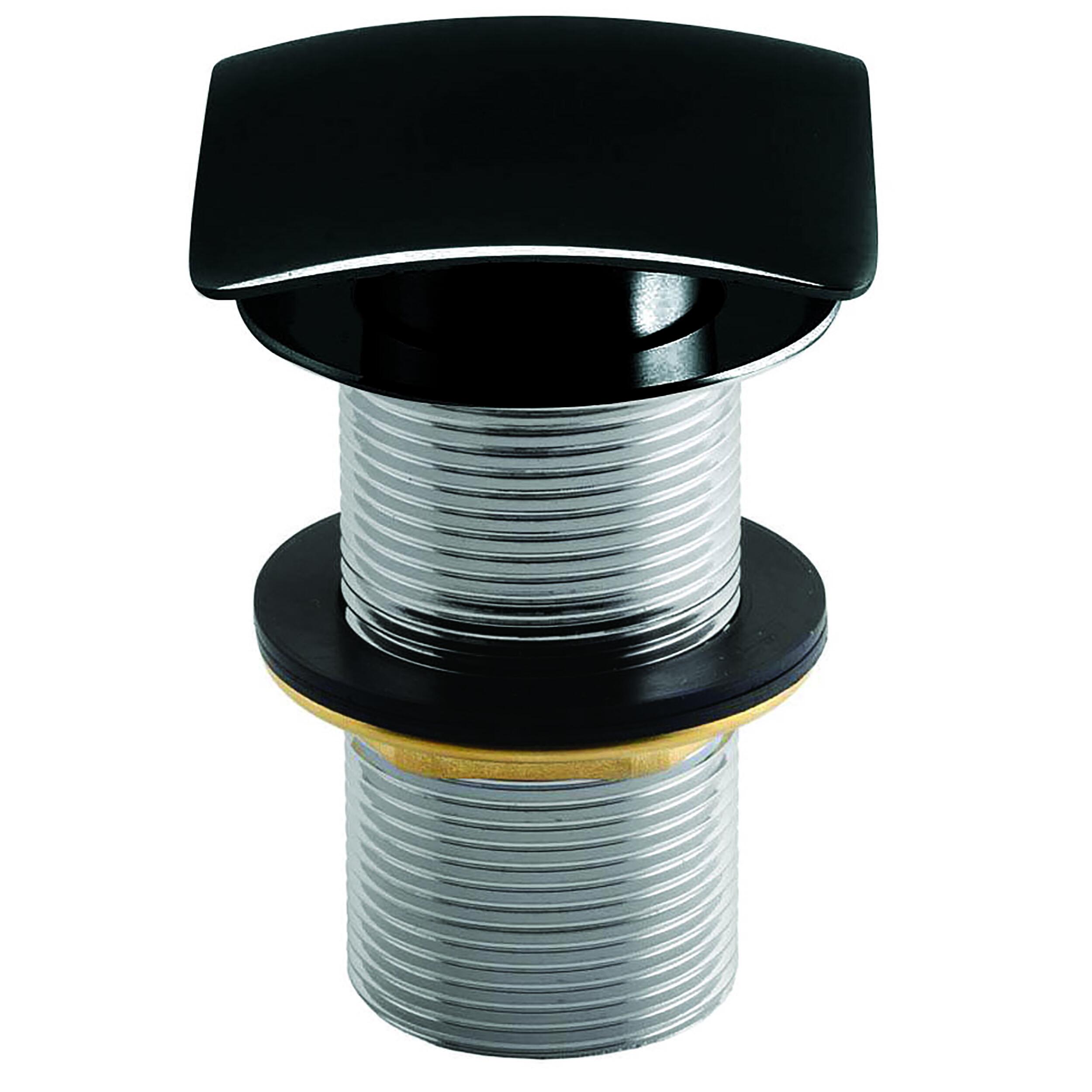 Scudo Square Unslotted Sprung Basin Waste in Matt Black