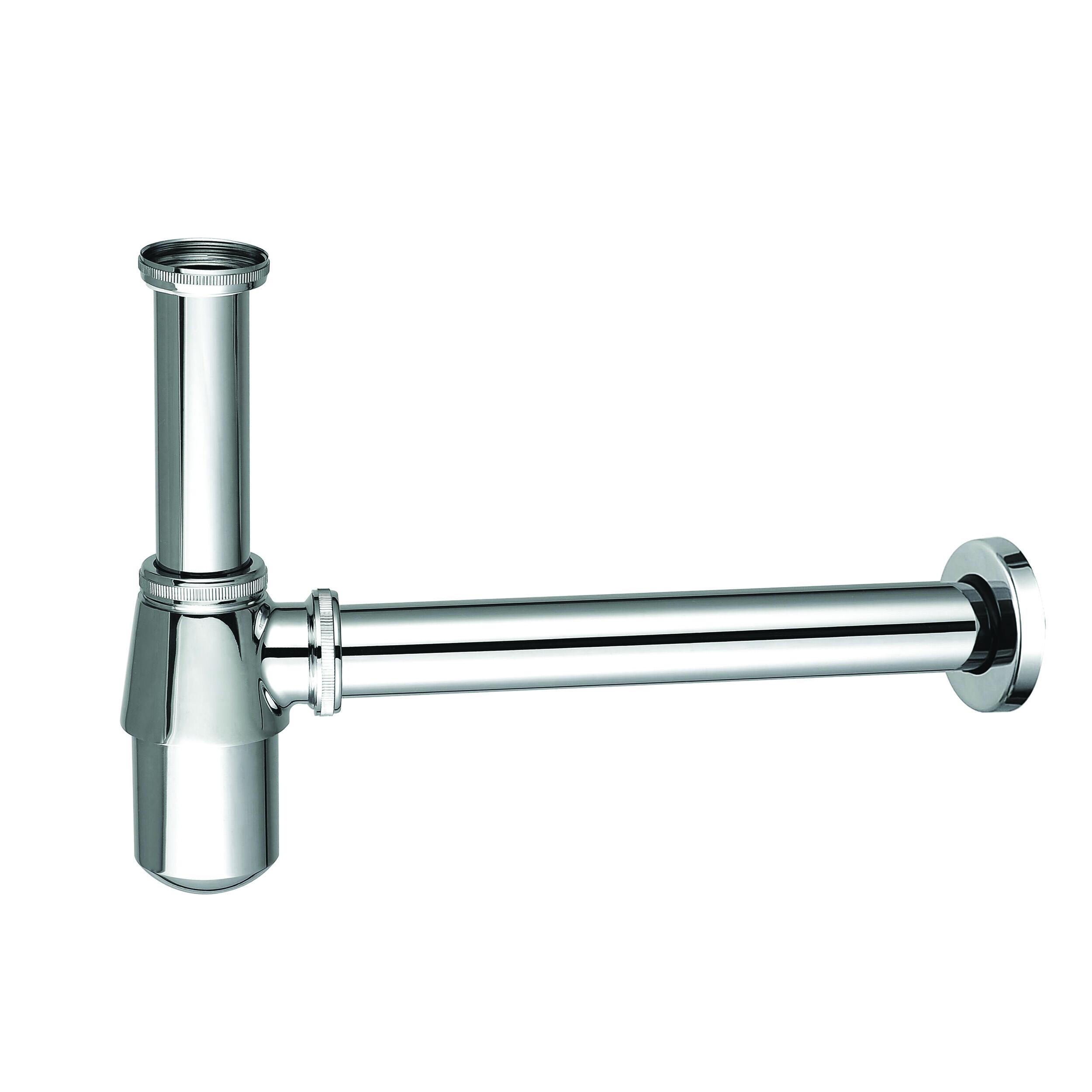 Scudo Round Bottle Trap, polished chrome finish, for basin waste system