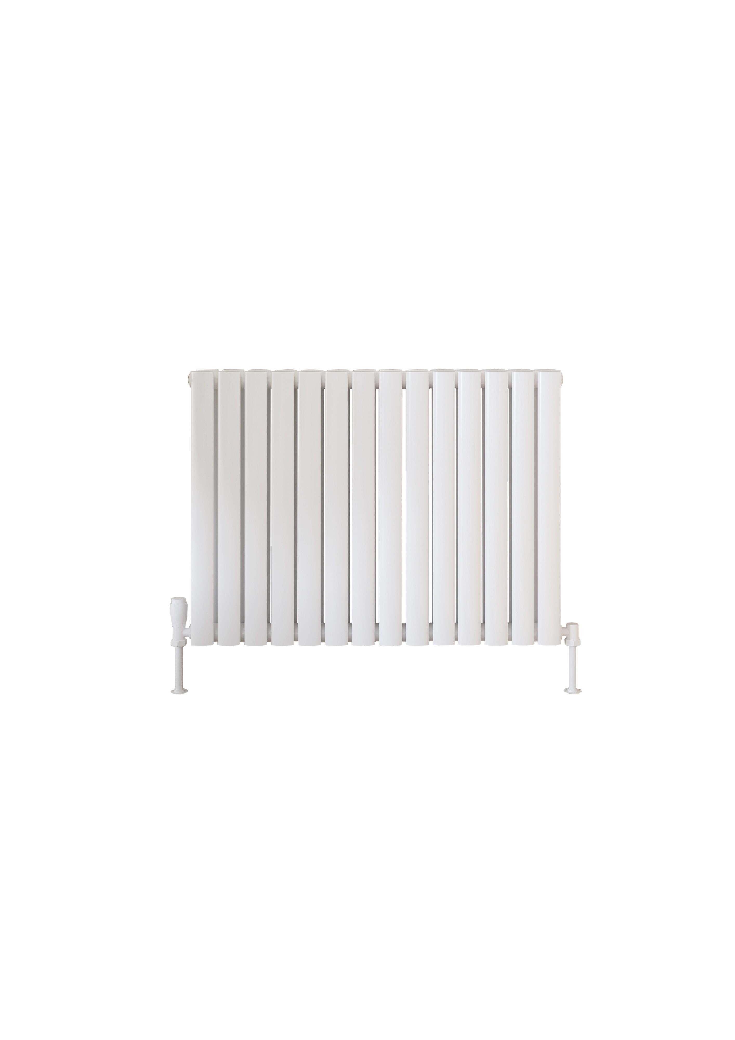 Scudo Apex white designer radiator, double panel, 600mm height x 826mm width, steel construction