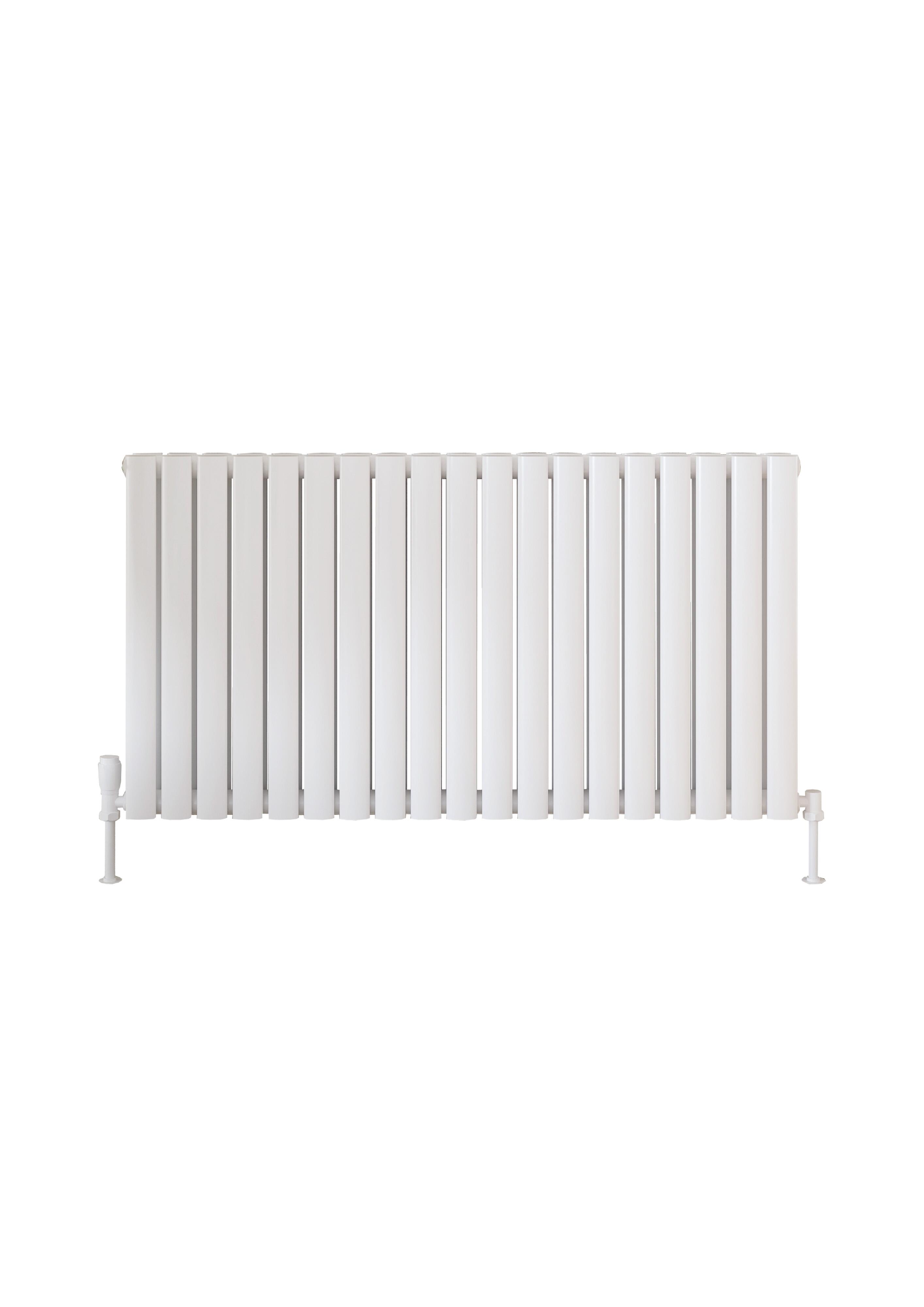 Scudo Apex white designer radiator, double panel, 600mm x 767mm dimensions