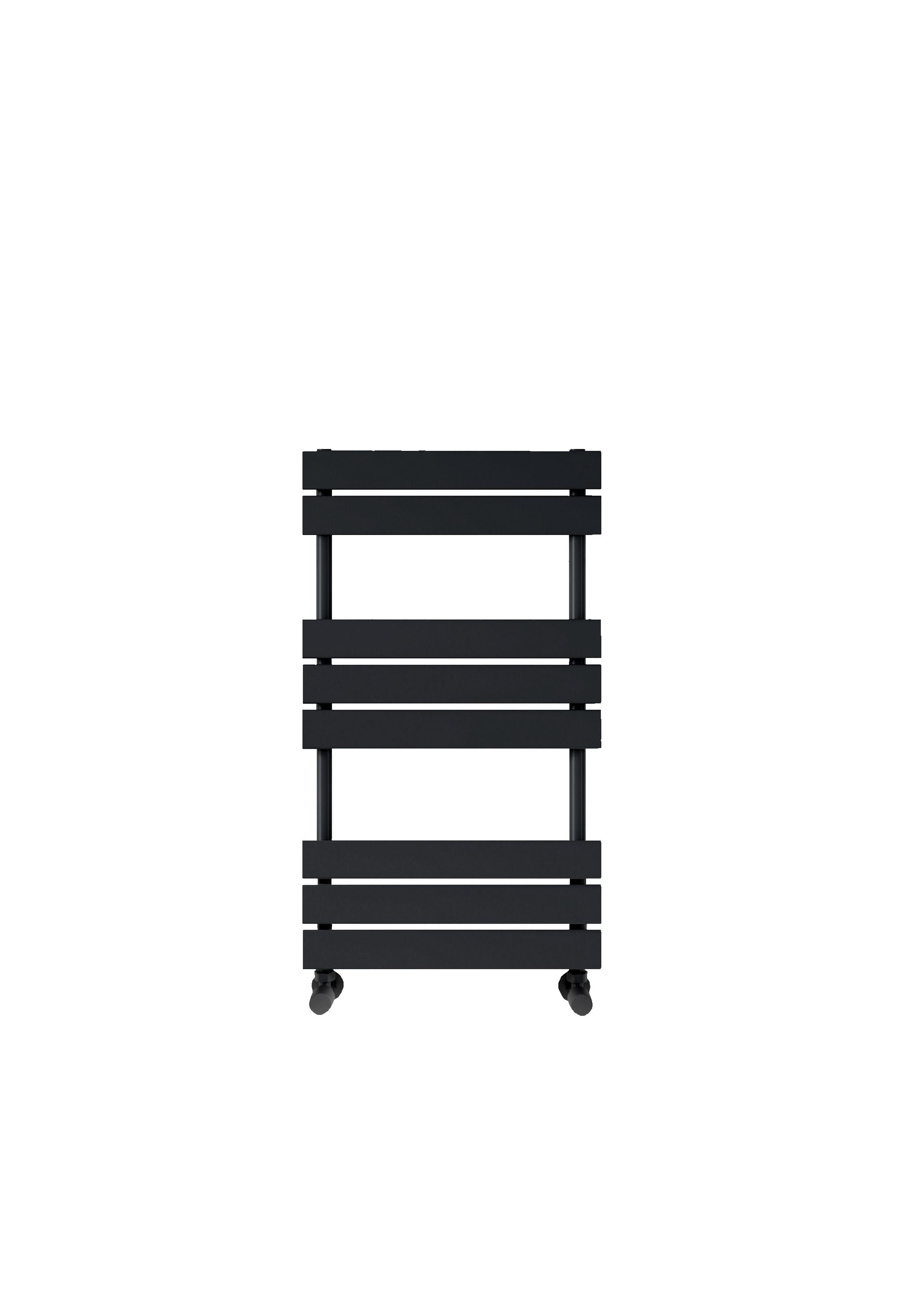 Scudo Life anthracite heated towel rail, 800mm x 450mm, vertical ladder design, low carbon steel construction