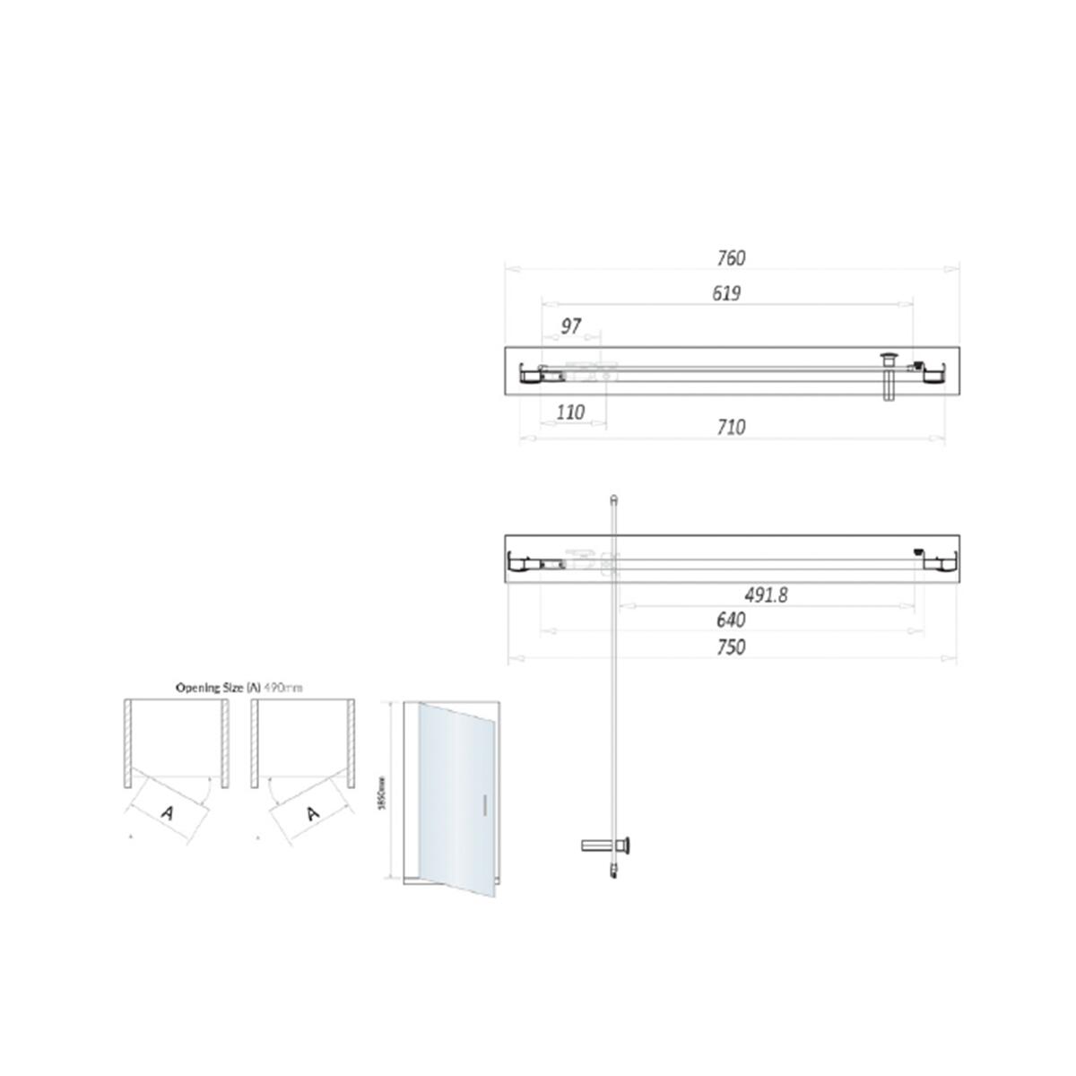 Scudo S6 Pivot Shower Door 900mm x 1850mm with clear glass and chrome frame