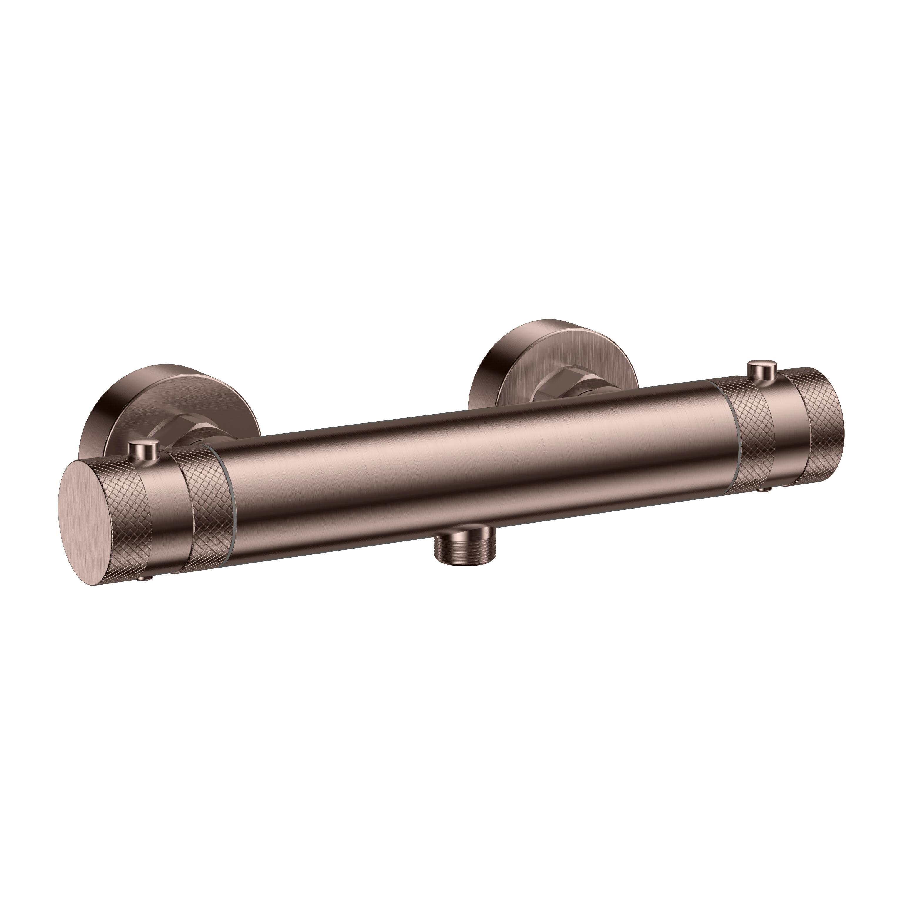 Scudo Core thermostatic bar shower valve in brushed bronze finish