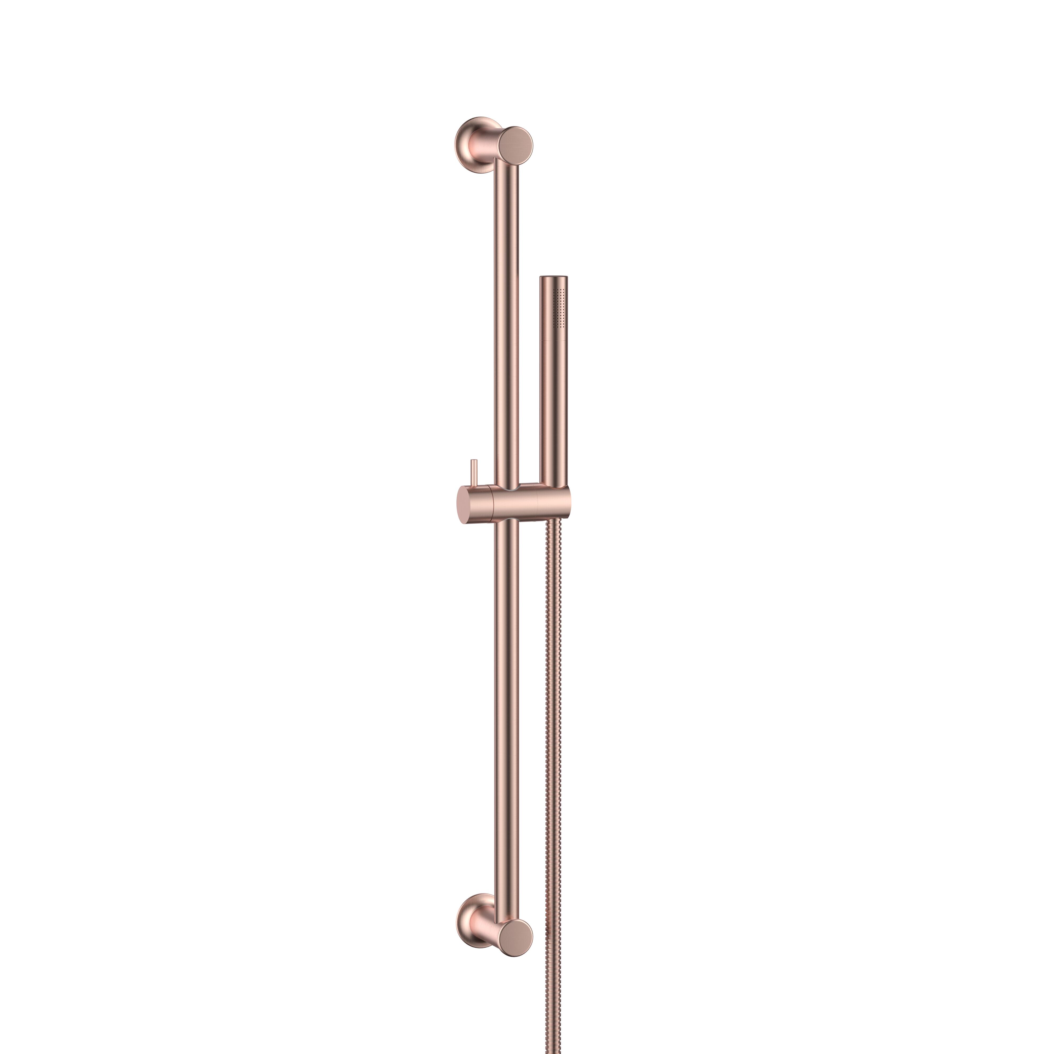 Scudo wall mounted riser rail and shower handset in brushed bronze finish with hoses