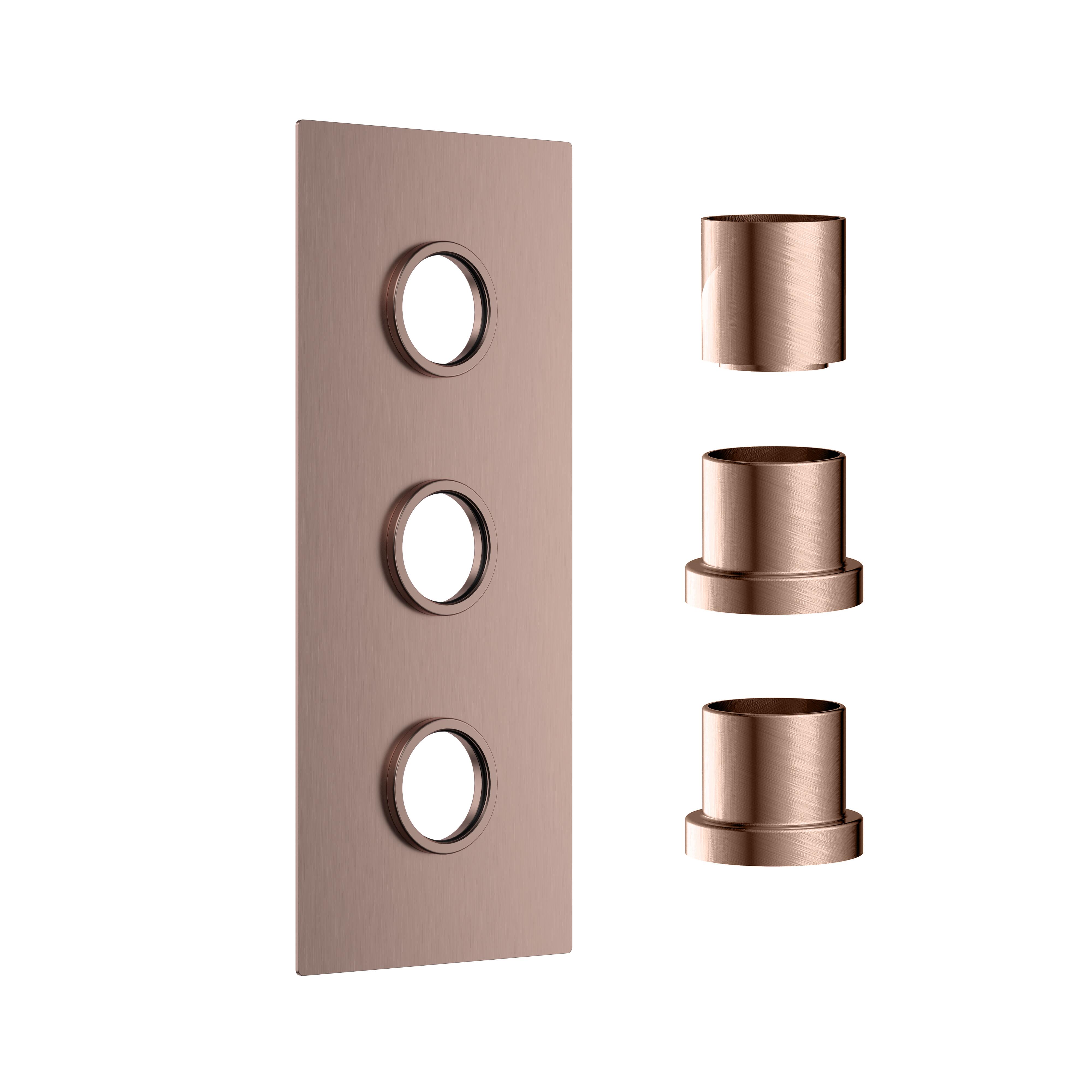 Scudo Colour brushed bronze stainless steel concealed shower plate, 3 outlets